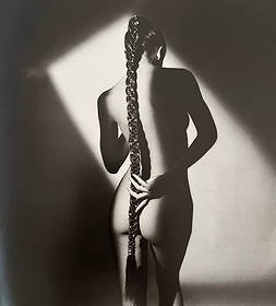 Jeanloup Sieff, Back Is Beautiful, Nude With Dressed Hair, Femme, Paris 1985: Photographer: Jeanloup Sieff (French, 1933 - 2000) - French photographer critically acclaimed for his portraits, landscapes, nude studies, and fashion imagery. He often made use of a wide-angle lens,