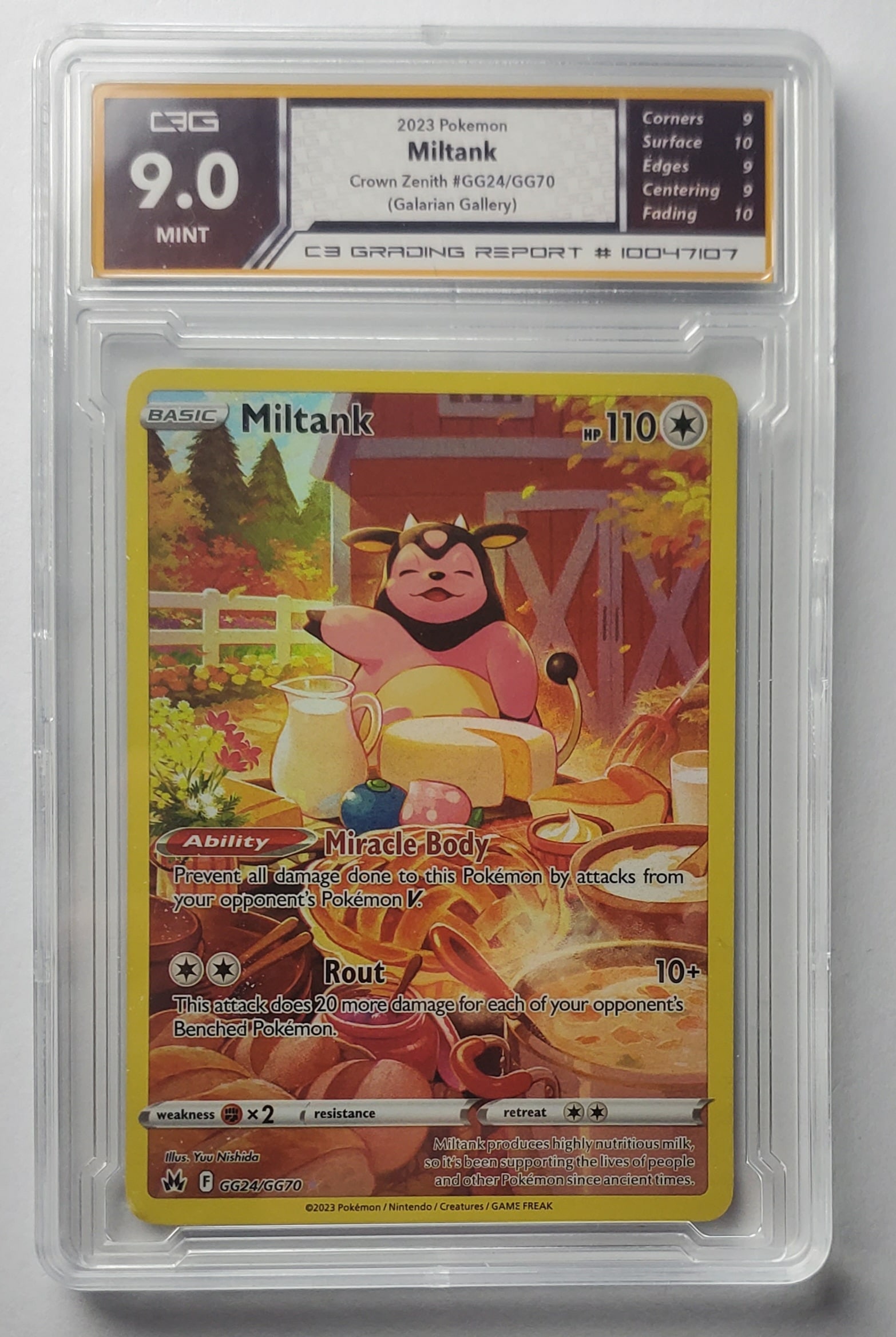 Miltank 2023 Crown Zenith Full Art Holo Gem Mint 9 Pokemon Card - 107: Miltank 2023 Crown Zenith Full Art Holo Graded- Gem Mint 9 Pokemon Card