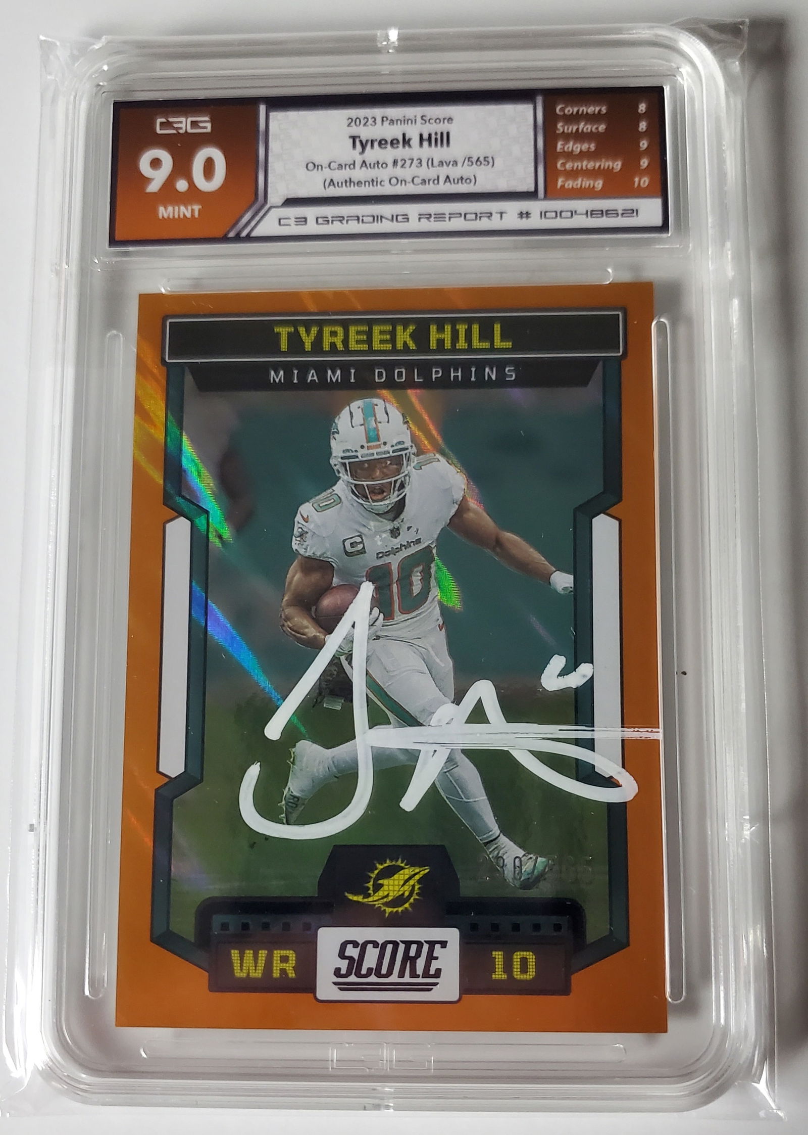 Tyreek Hill Auto /565 Orange Lava Gem Gem Mint 9 (1 of 2)