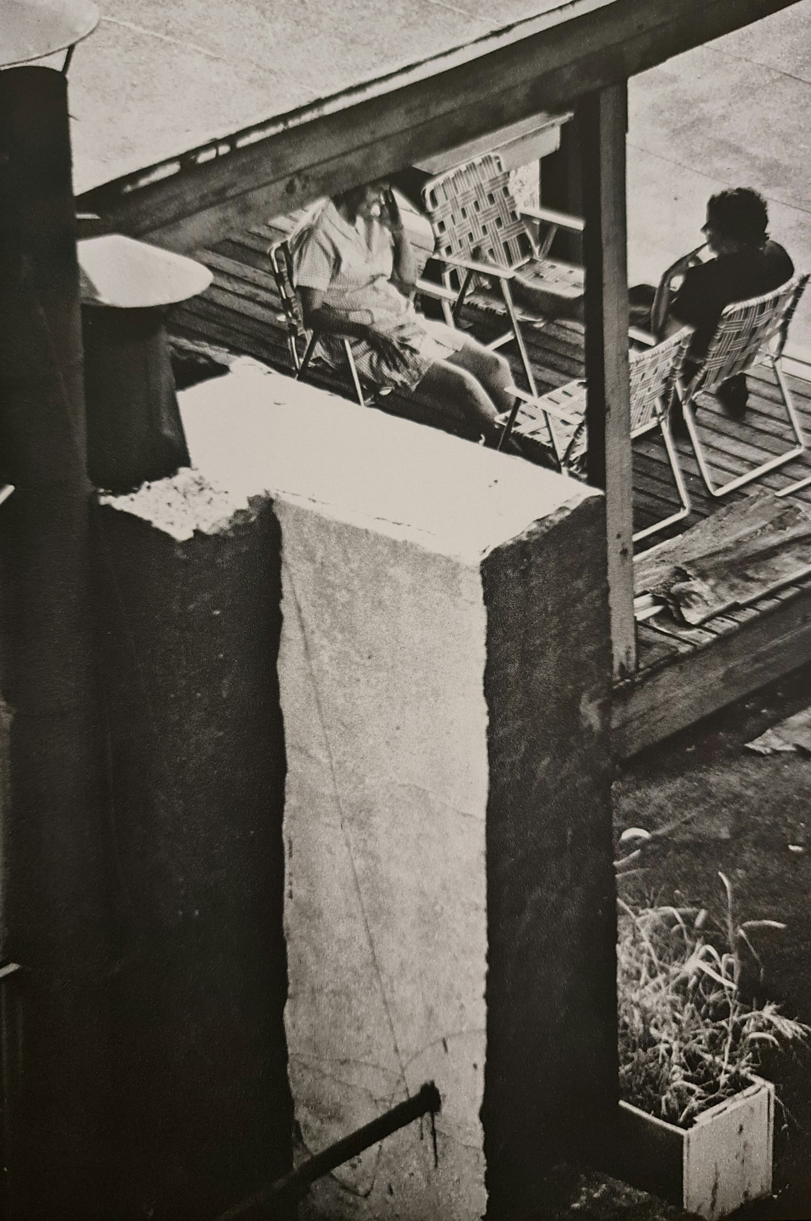 André Kertész, Ladies on the patio, New York, 1969: Photographer: André Kertész, born Andor Kertész, was a Hungarian-born photographer known for his groundbreaking contributions to photographic composition and the photo essay. Subject: Ladies on the
