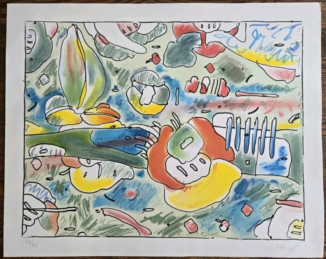 Peter Max, 'Flower Abstract', Signed Limited Edition Lithograph, 1980: Artist: Peter Max(1937-Present) Surface: Paper Type: Lithograph Image Dimensions: 21.5"x26.75" Year Produced: 1980 Edition Size: 165 Edition number: 63/165 Signed & numbered in pencil, by the artist C