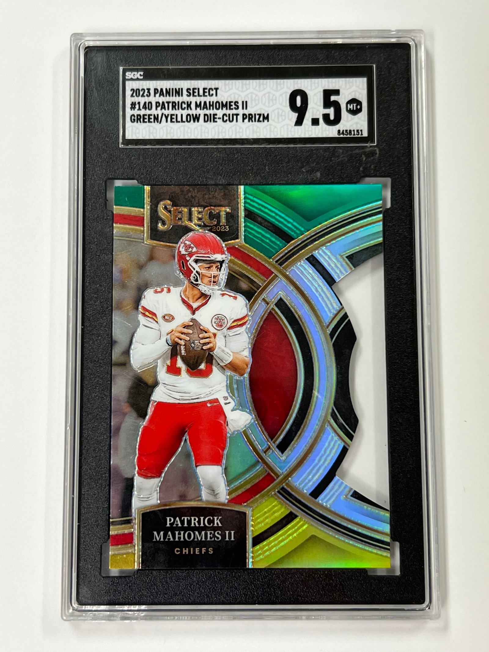 Patrick Mahomes Green/Yellow Die Cut Prizm SGC 9.5: Patrick Mahomes Green/Yellow Die Cut Prizm SGC 9.5