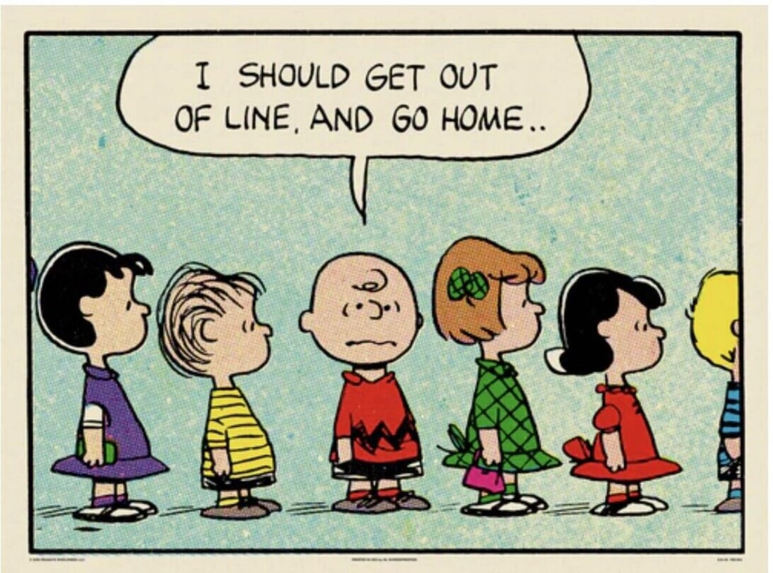 Charles Schulz "Peanuts Line" 102/170 , Screen Print 2023: Artist: Charles Schulz Title: "Peanuts Line" Size: 18" x 24" Technique: Silkscreen Edition: 102/170 Release Date: 2023 Published by MONDO