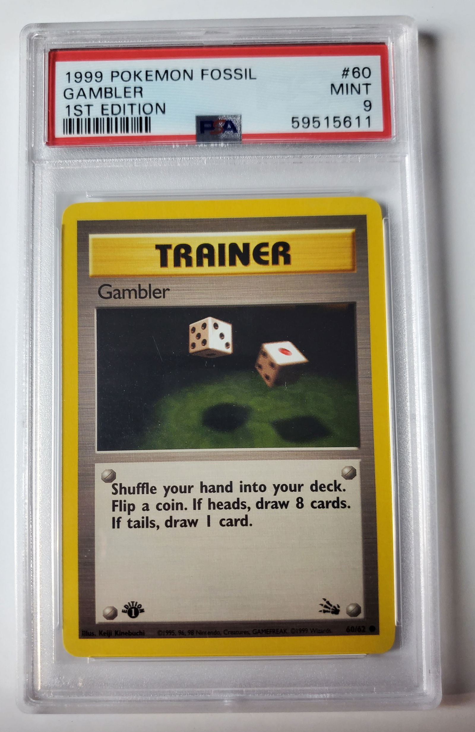Gambler 1999 Fossil 1st Edition Pokemon Card gem Mint 9: Gambler 1999 Fossil 1st Edition Pokemon Card gem Mint 9