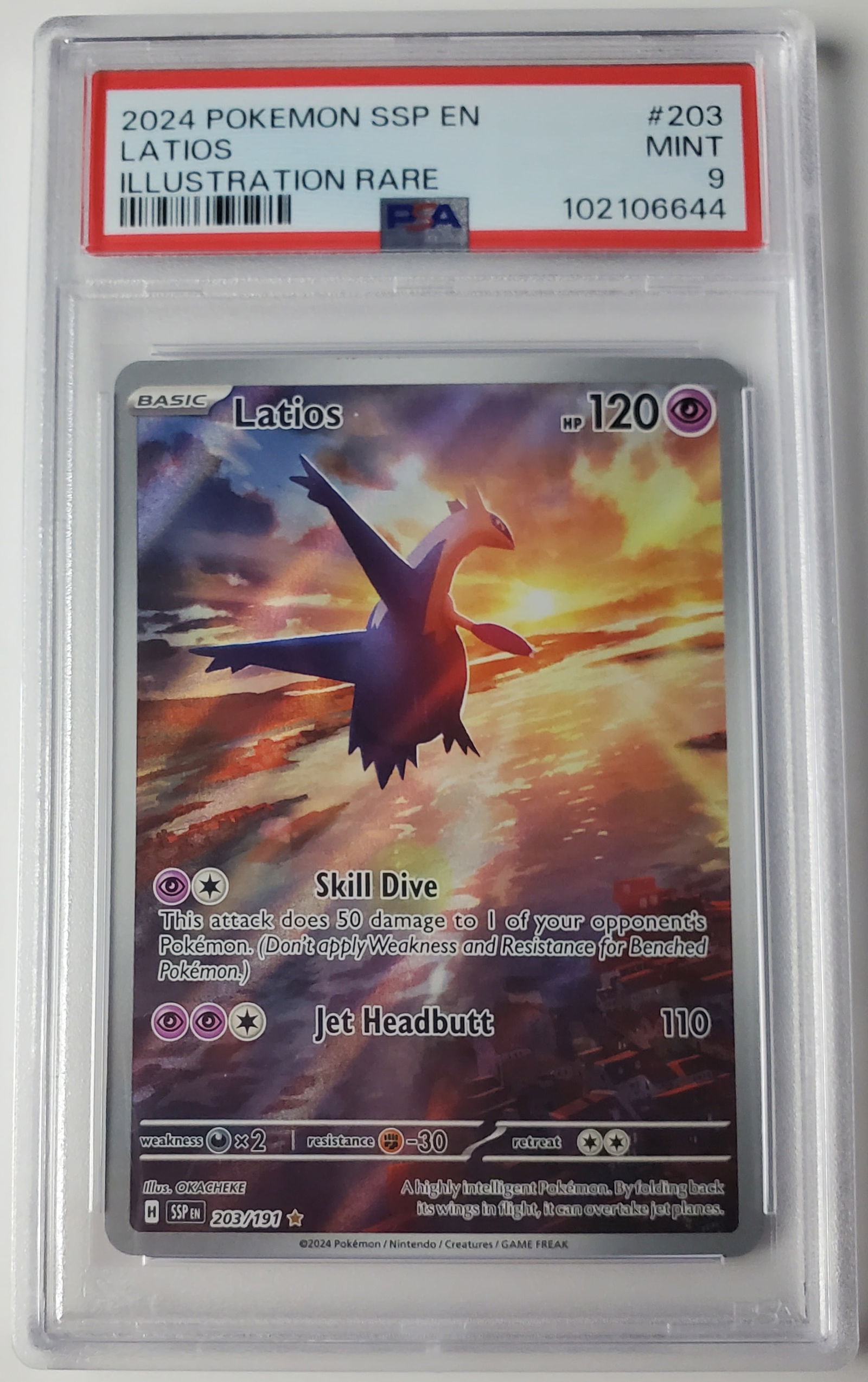 Latios 2024 Surging Sparks Illustration Rare Pokemon Card PSA 9 (1 of 2)