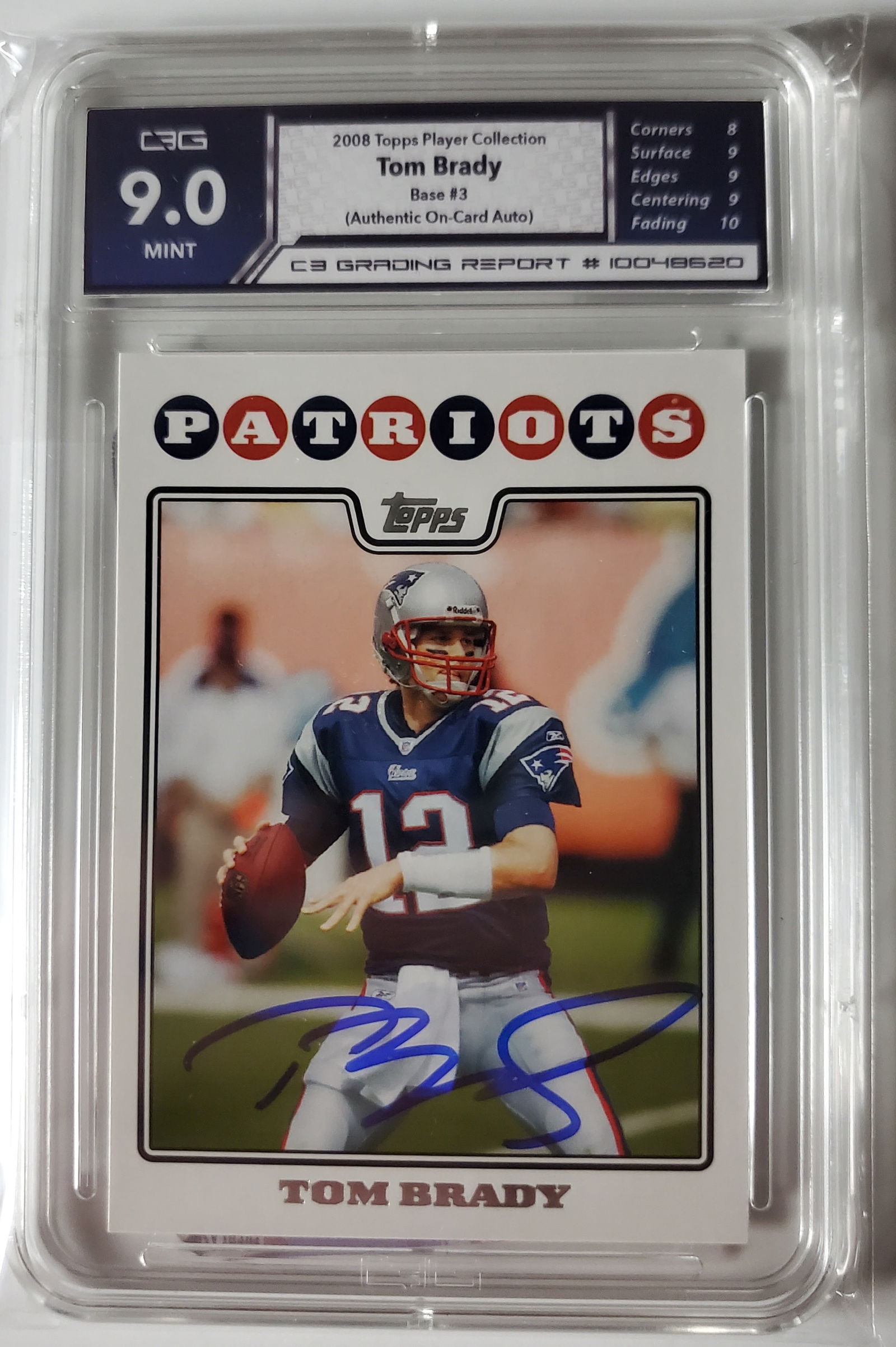 Tom Brady 2008 Topps Autographed Football Card Mint 9 (1 of 1)