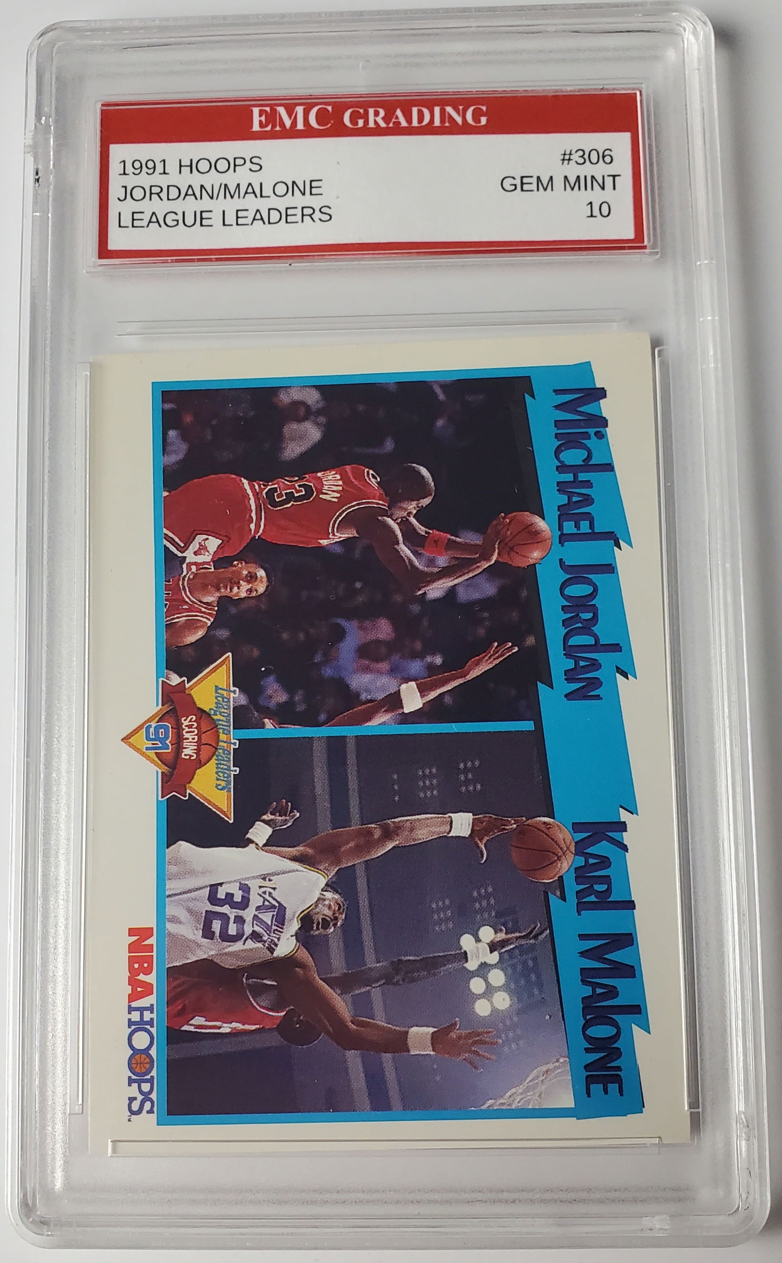 Jordan/Malone 1991 Hoops League Leaders Basketball Card Gem Mint 10 (1 of 2)