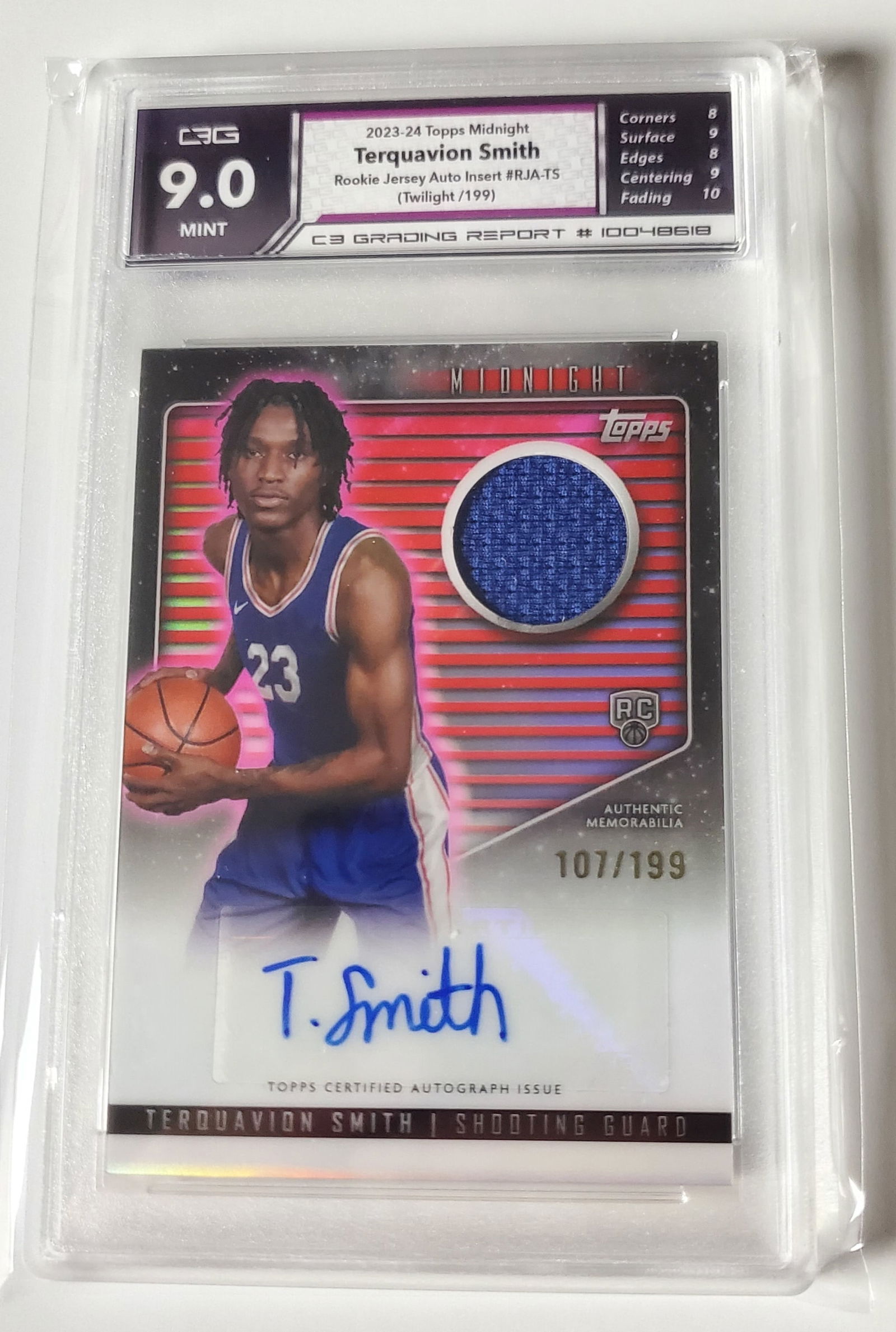 Terquavion Smith Game Worn Jersey Auto /199 Gem Mint 9 (1 of 2)