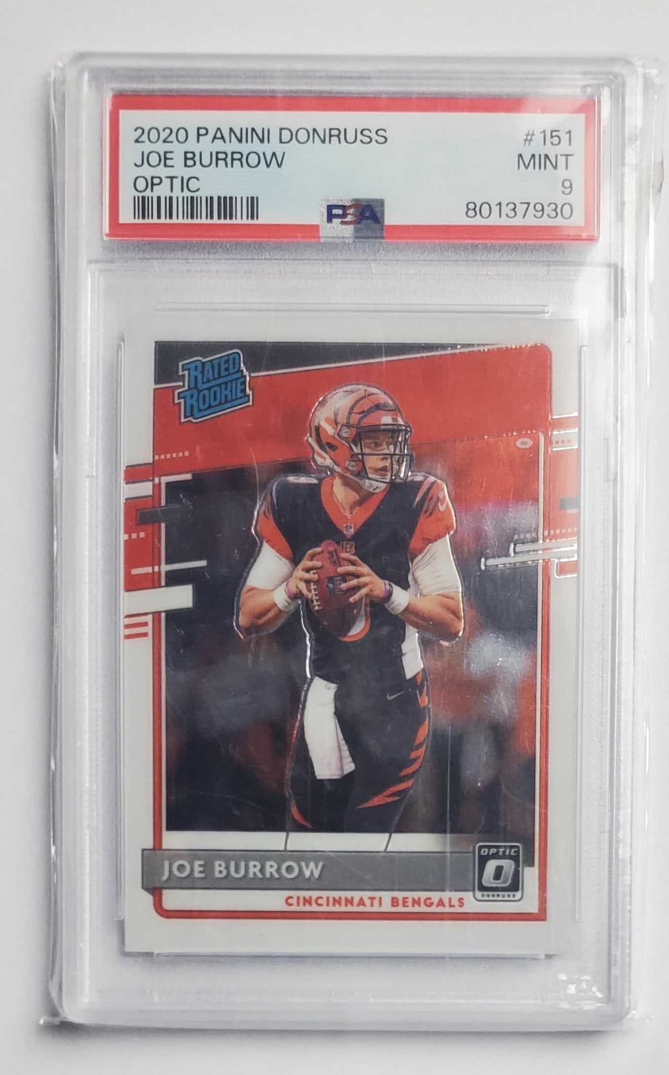 Joe Burrow 2020 Panini Donruss Optic Football Card Gem Mint 9 (1 of 2)