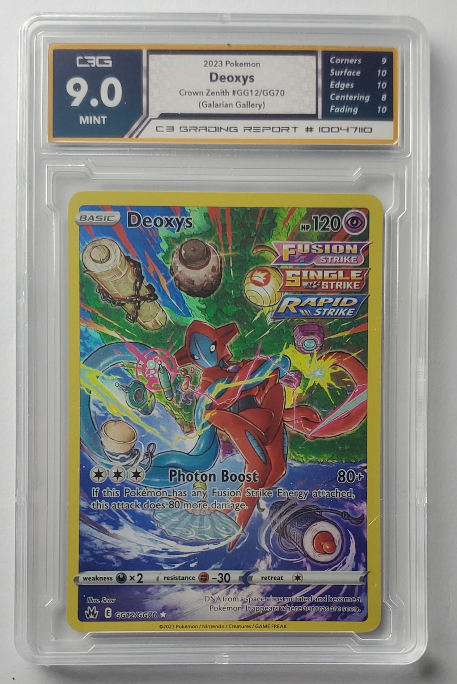 Deoxys 2023 Crown Zenith Full Art Holo Gem Mint 9 Pokemon Card: Deoxys 2023 Crown Zenith Full Art Holo Graded- Gem Mint 9 Pokemon Card