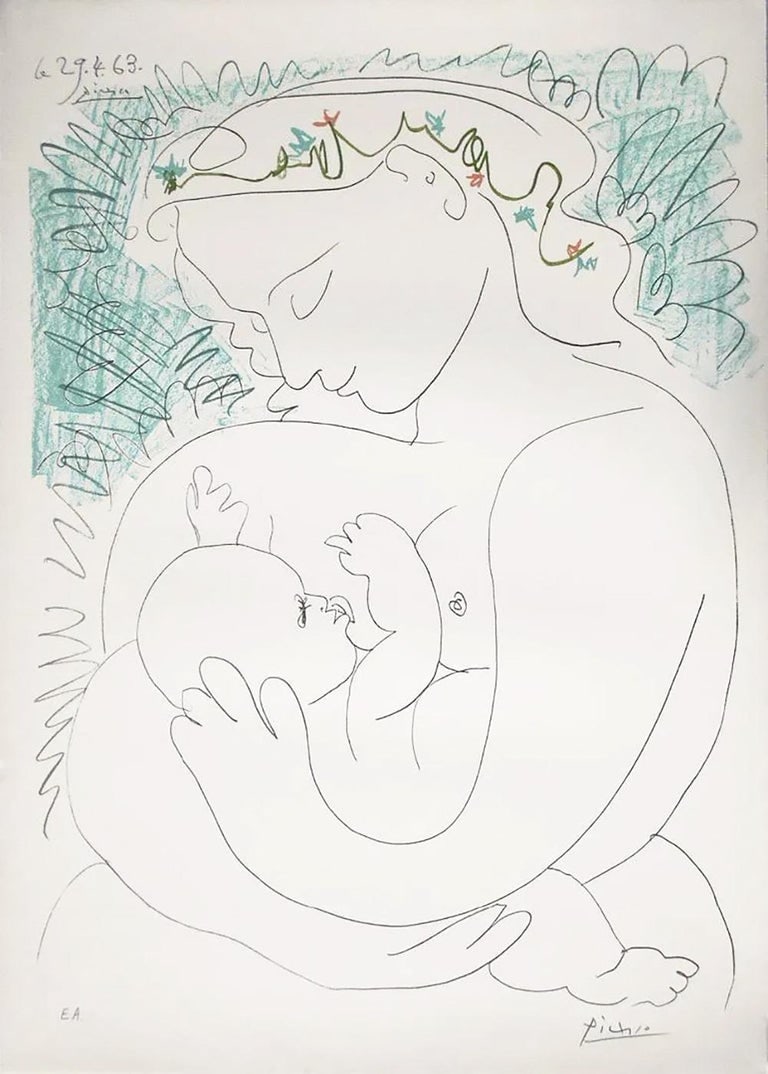 Pablo Picasso ( 1881 – 1973 ) La Grande Maternité – Hand Signed Lithograph 1963 (1 of 2)