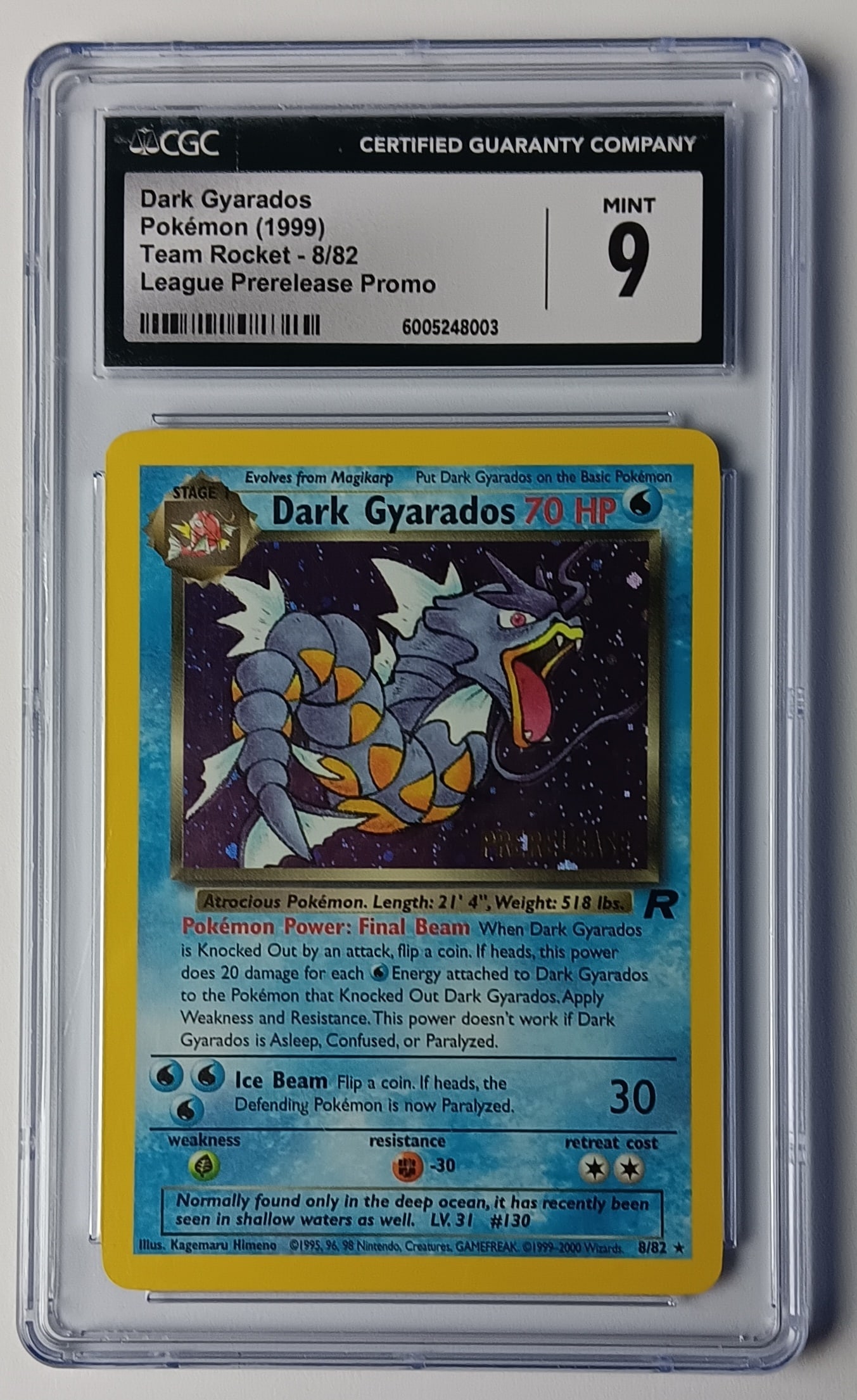 Dark Gyarados 1999 Team Rocket League Prerelease Promo Pokemon Card Gem Gem Mint 9 (1 of 2)
