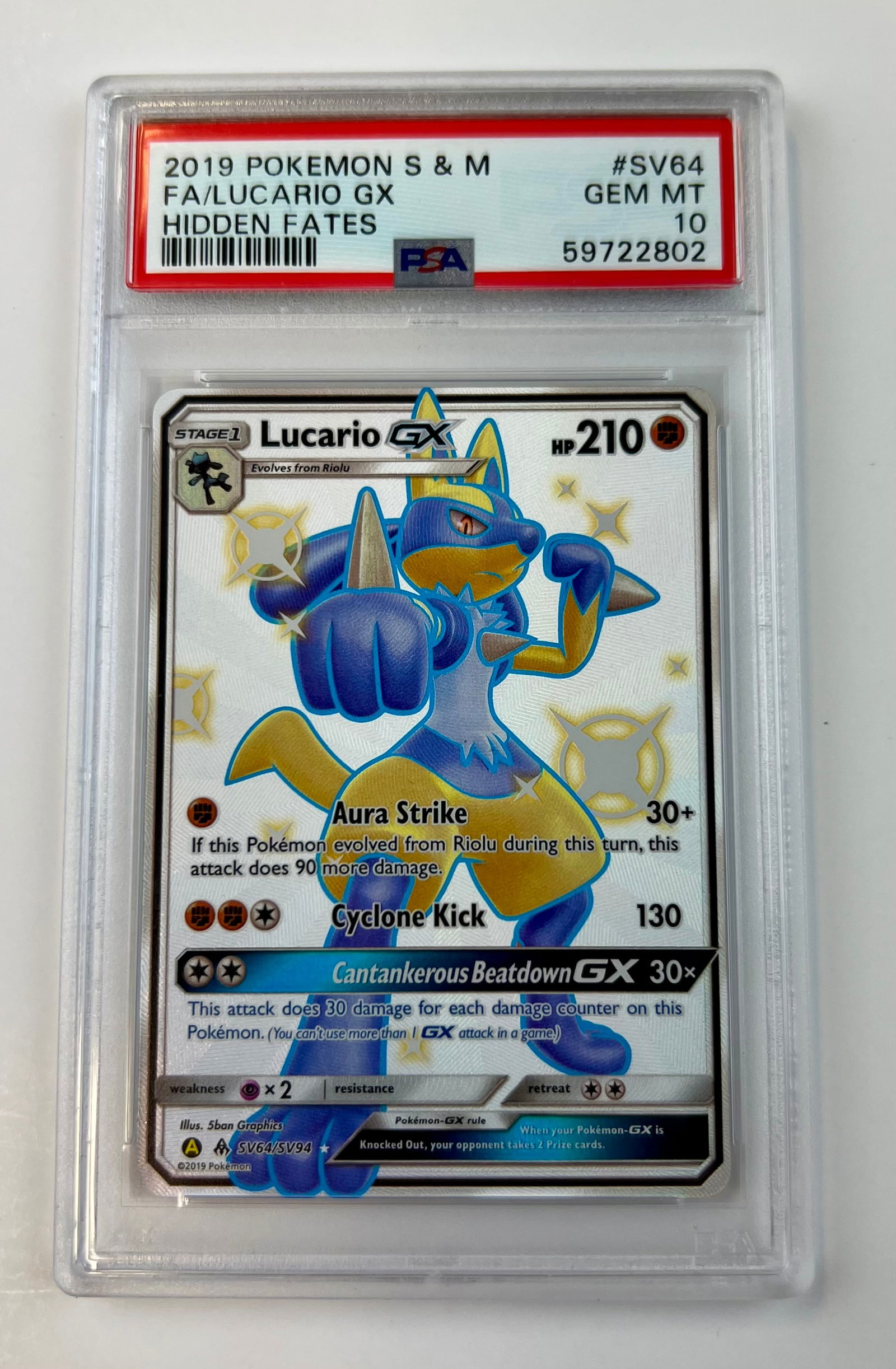 Lucario GX Hidden Fates 2019 PSA 10 -802 (1 of 2)