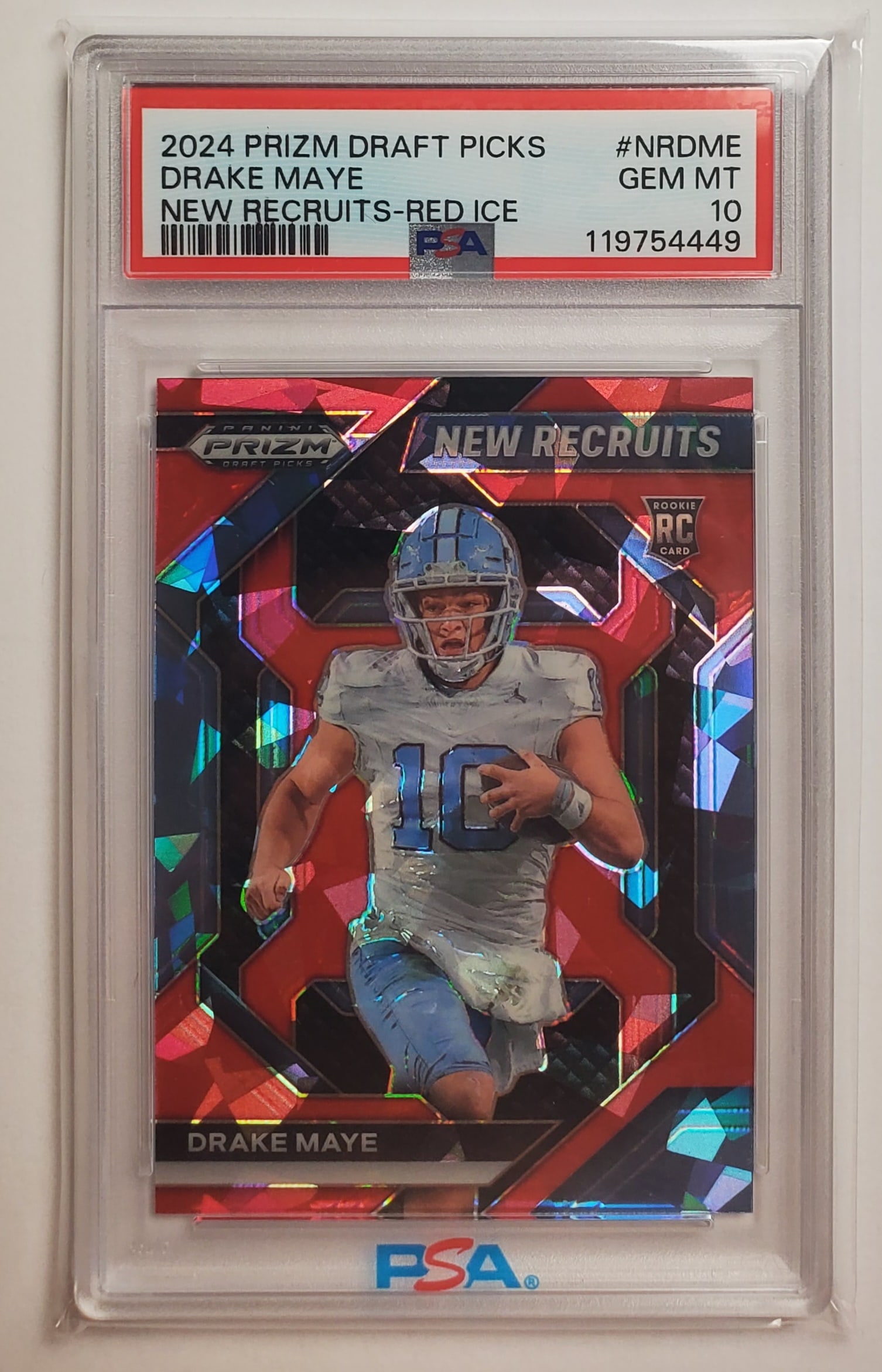 Drake Maye Rookie Red Ice Prizm PSA 10 (1 of 2)