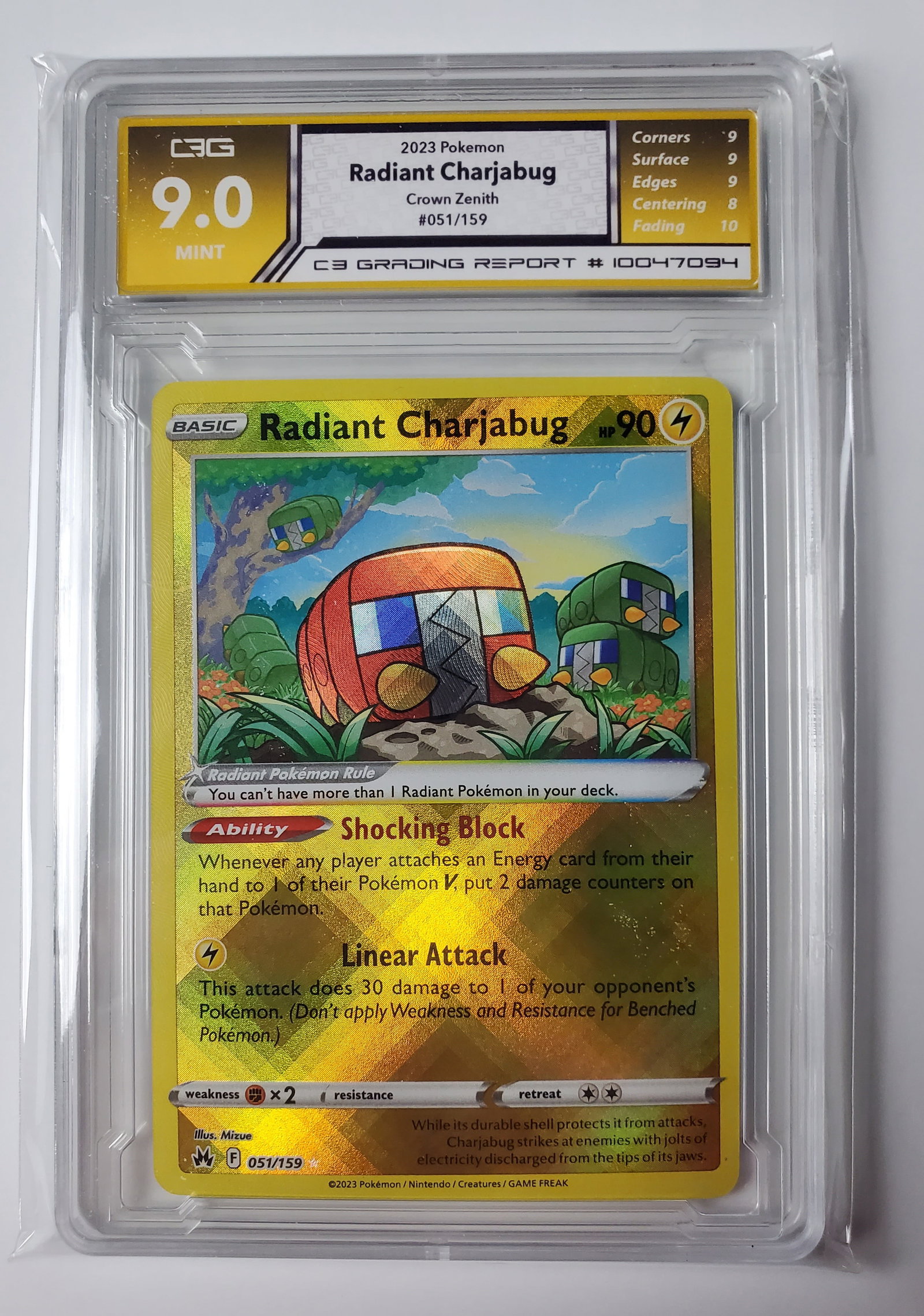 Radiant Charjabug 2023 Crown Zenith Pokemon Card Gem Mint 9: Radiant Charjabug 2023 Crown Zenith Pokemon Card Gem Mint 9