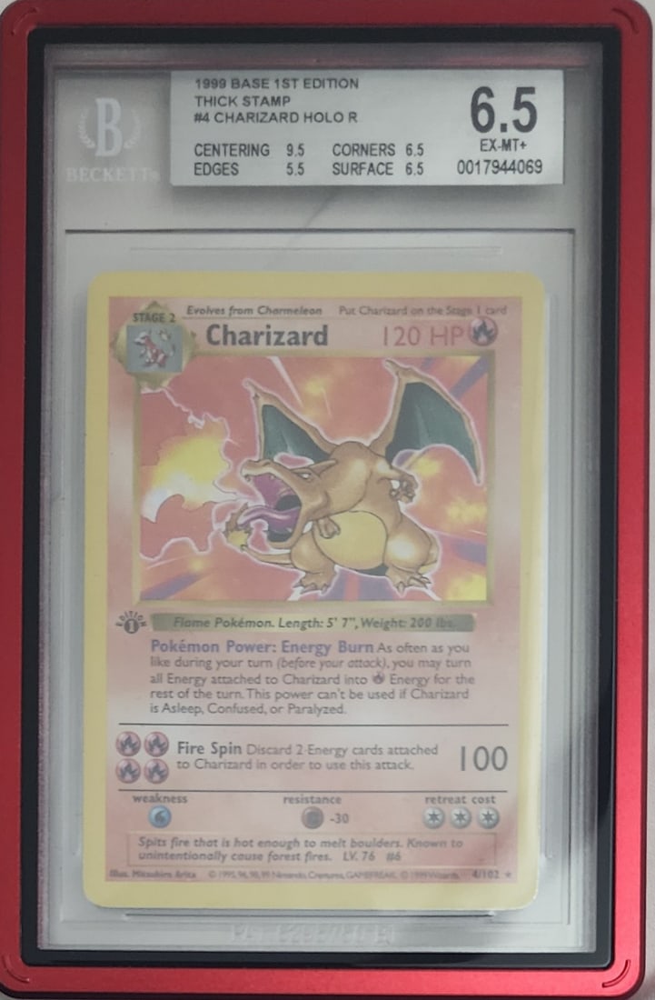 HOLY GRAIL, CHARIZARD 1ST EDITION SHADOWLESS 1999 POKEMON BASE #4 HOLO BGS 6.5, POP-32 (1 of 3)