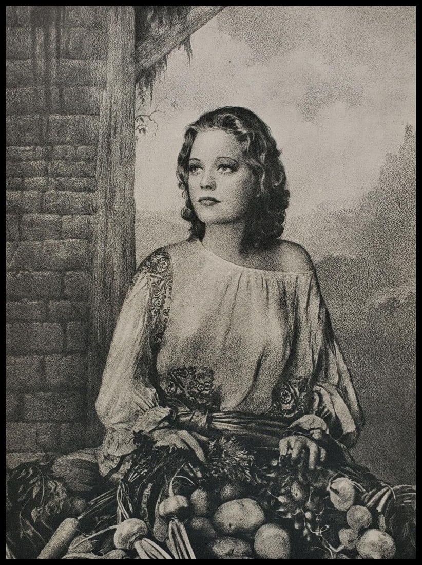 William Mortensen, "Market Girl" 1935 1st Edition: Photographer: William Mortensen (American, 1897 - 1965) - known for pictorial and experimental imagery. Title: "WILLIAM MORTENSEN, "Market Girl" 1935" Subject: Surreal - demon, occult, horror, fantasy