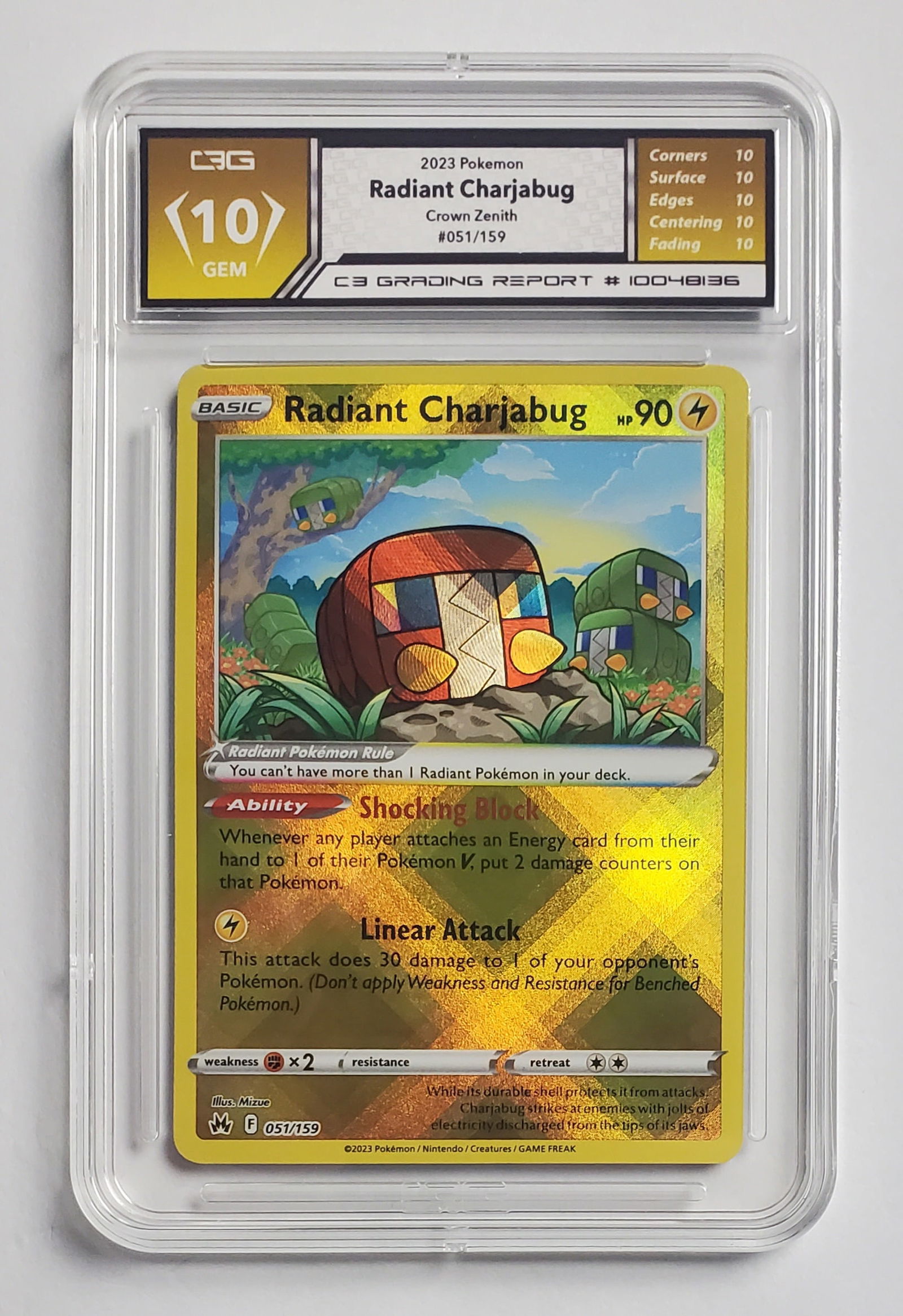 Radiant Charjabug 2023 Crown Zenith Pokemon Card Gem Mint 10: Radiant Charjabug 2023 Crown Zenith Pokemon Card Gem Mint 10