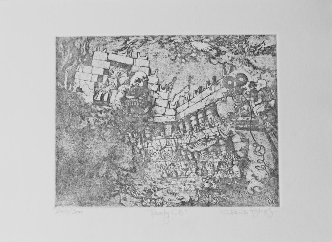 Charles Bragg 'Ready Cb' Signed And Numbered Etching: Artist: Charles Bragg Title: Ready CB Medium: Etching on paper Year: C1980 Size:12" x 15" Edition: from the edition of 300Hand signed & Numbered by the artist Condition: Excellent is included