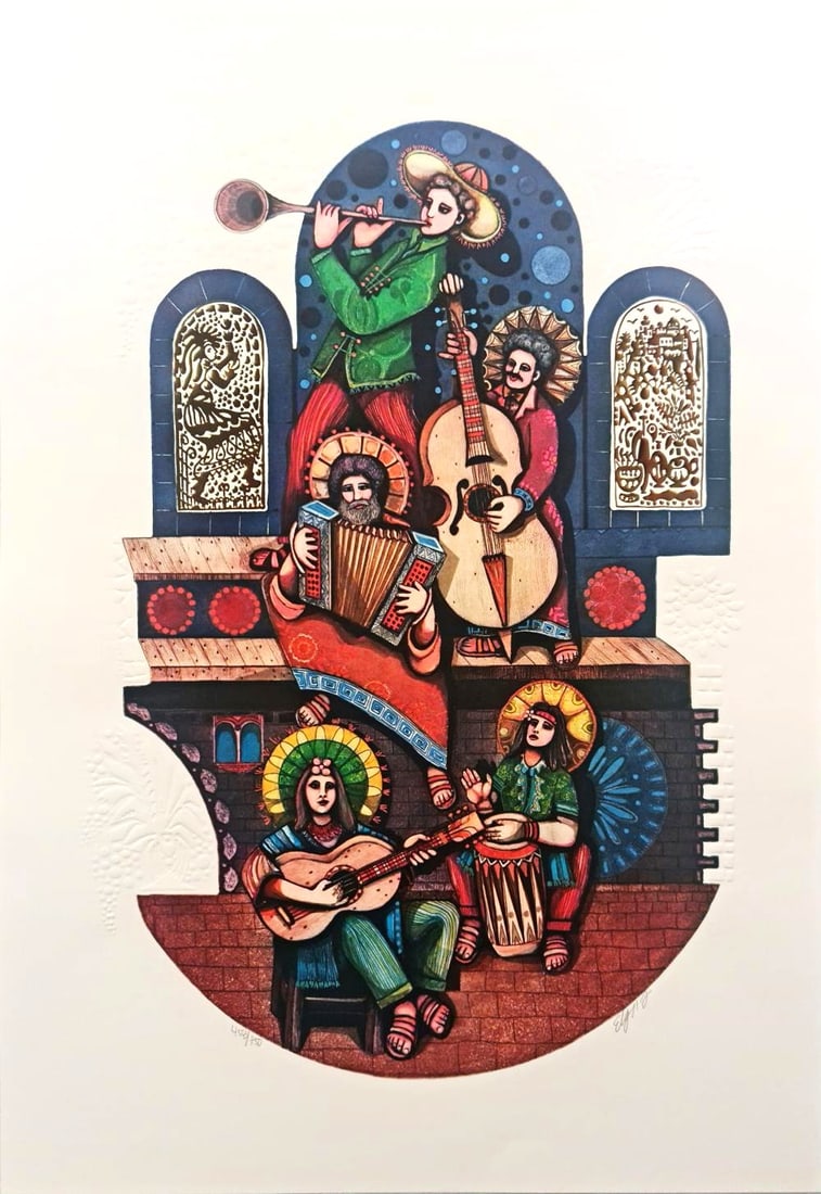 Amram Ebgi, 'Five Musicians', Embossed Signed Limited Edition Serigraph (1 of 3)