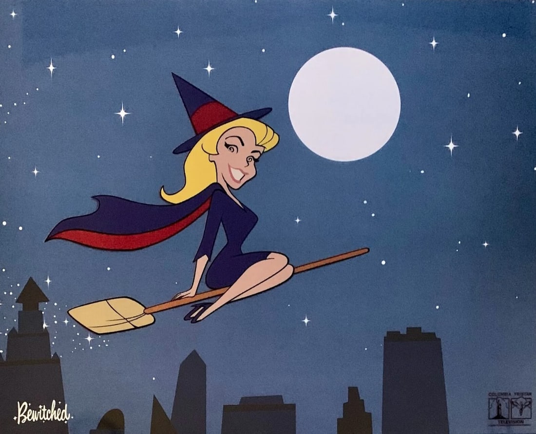 Bewitched, Samantha Flys on her broom, TV Animation Sericel (1 of 1)