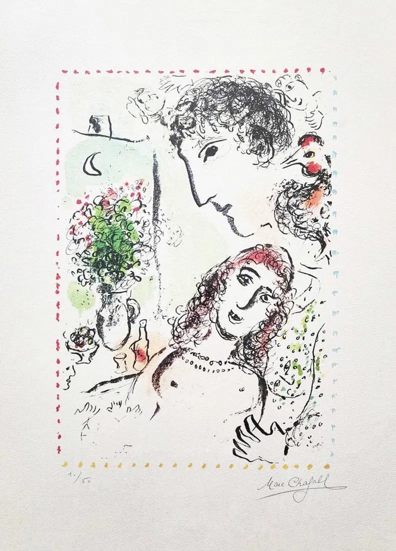 Marc Chagall, 'Tendresse', Signed Limited Edition Color Lithograph (1 of 1)