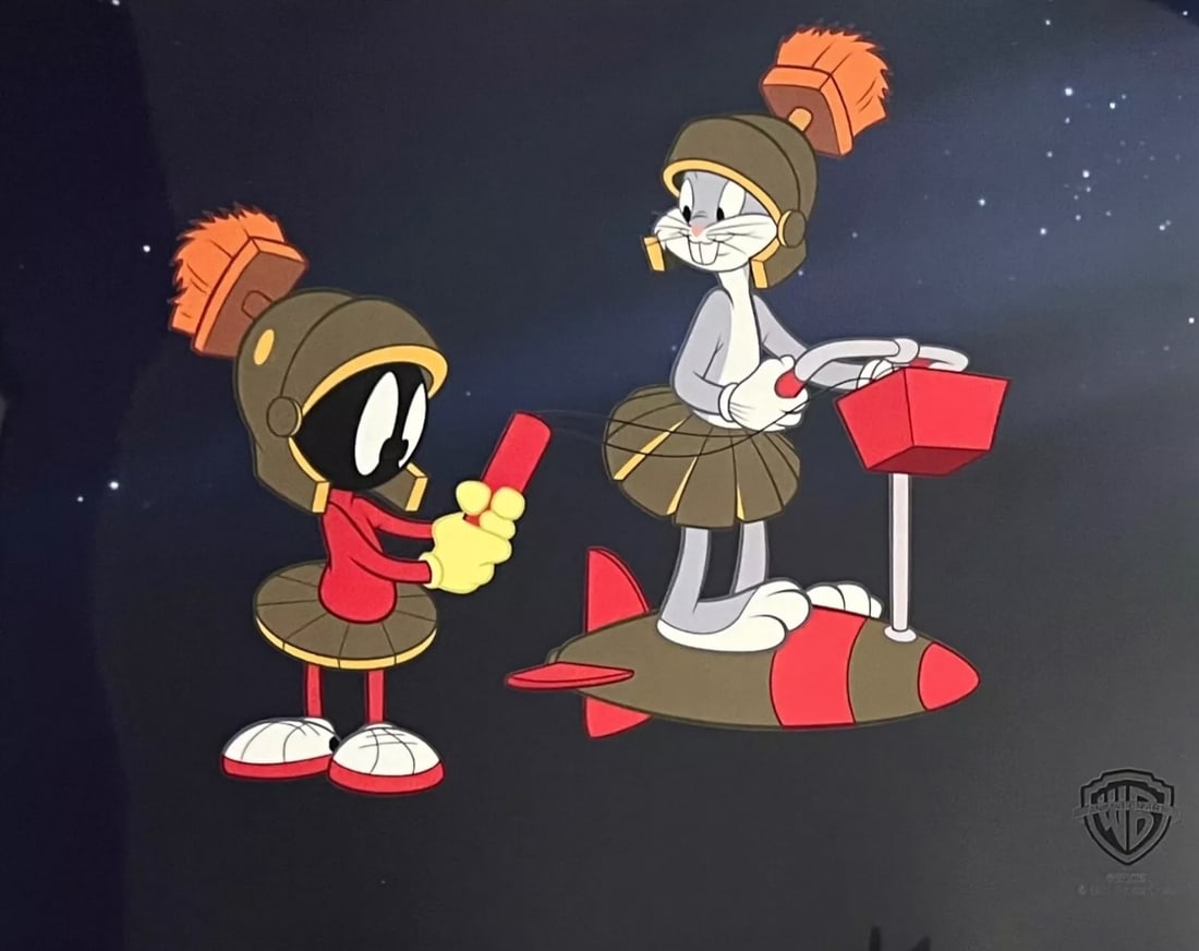 Warner Bros, Looney Tunes, Martian The Martian & Bugs Bunny in Space, Limited Edition Animation Cel (1 of 1)