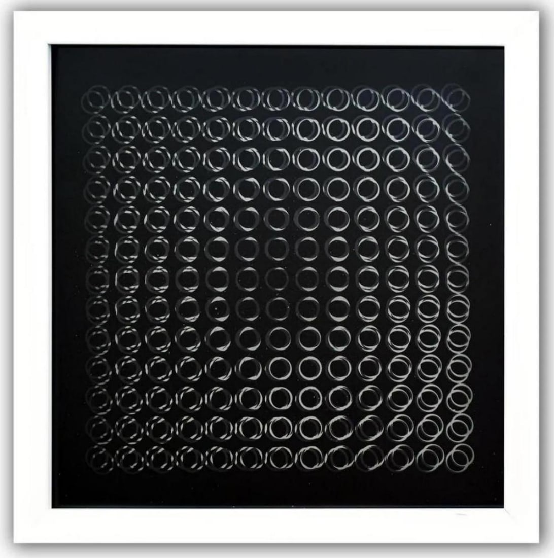 Victor Vasarely, Oeuvres Profondes Cinetiques Iii: Artist: Victor Vasarely Title: Profound Works III Year: 1973 Not signed or numbered, as published Dimensions: 12 in. by 12 in. Framed Edition: From the Rare Limited Edition Publisher: Editions du Grif