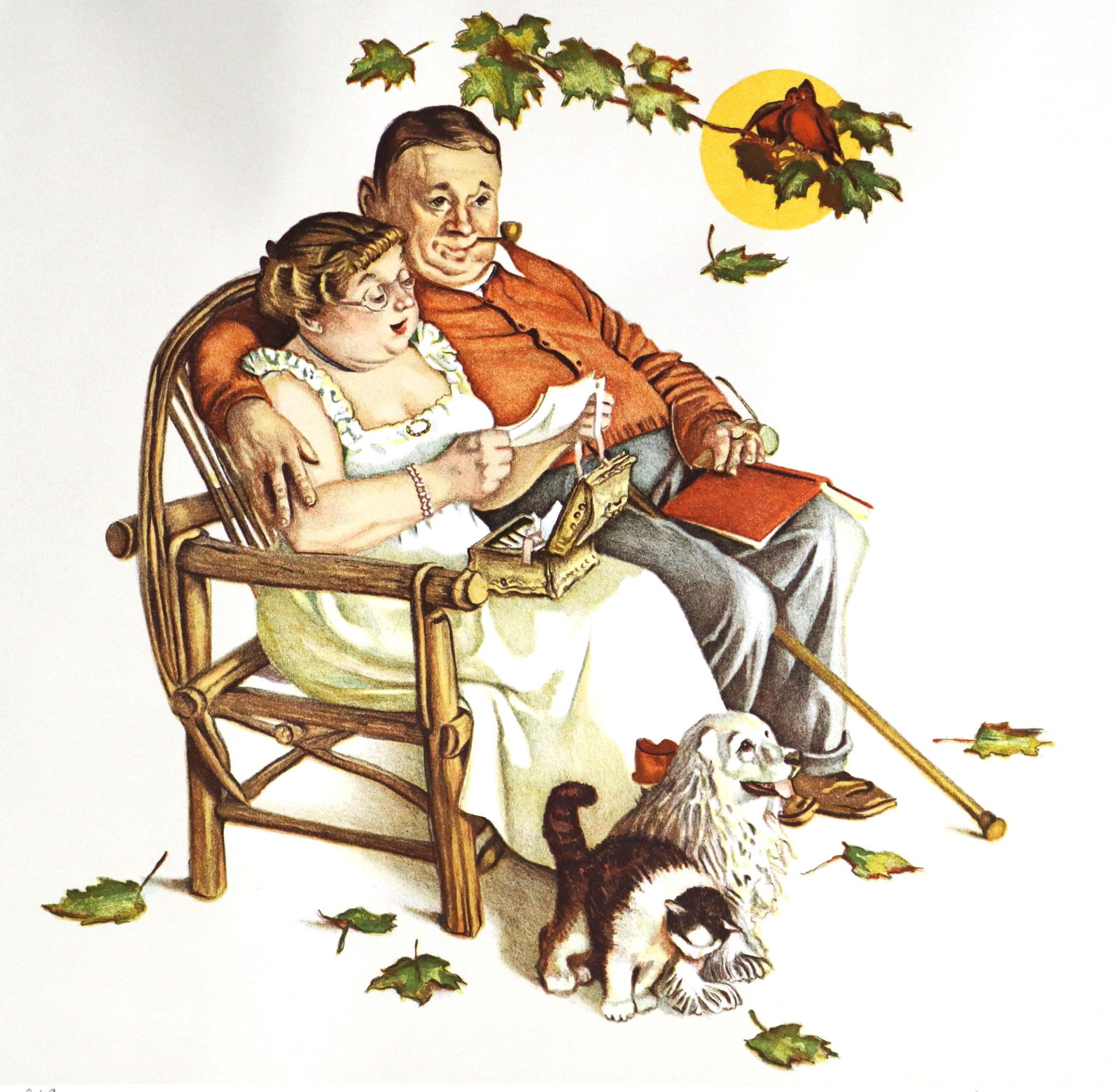 Norman Rockwell, 'Fondly Do We Remember', signed & numbered lithograph, 1977: "Fondly Do We Remember" From the Four Ages of Love Suite by Norman Rockwell Media: Lithograph on Paper Image Dimensions: 21" x 22" Year Produced: 1977 Edition Size: 200 Numbered (1-200), 60 Artists Pr