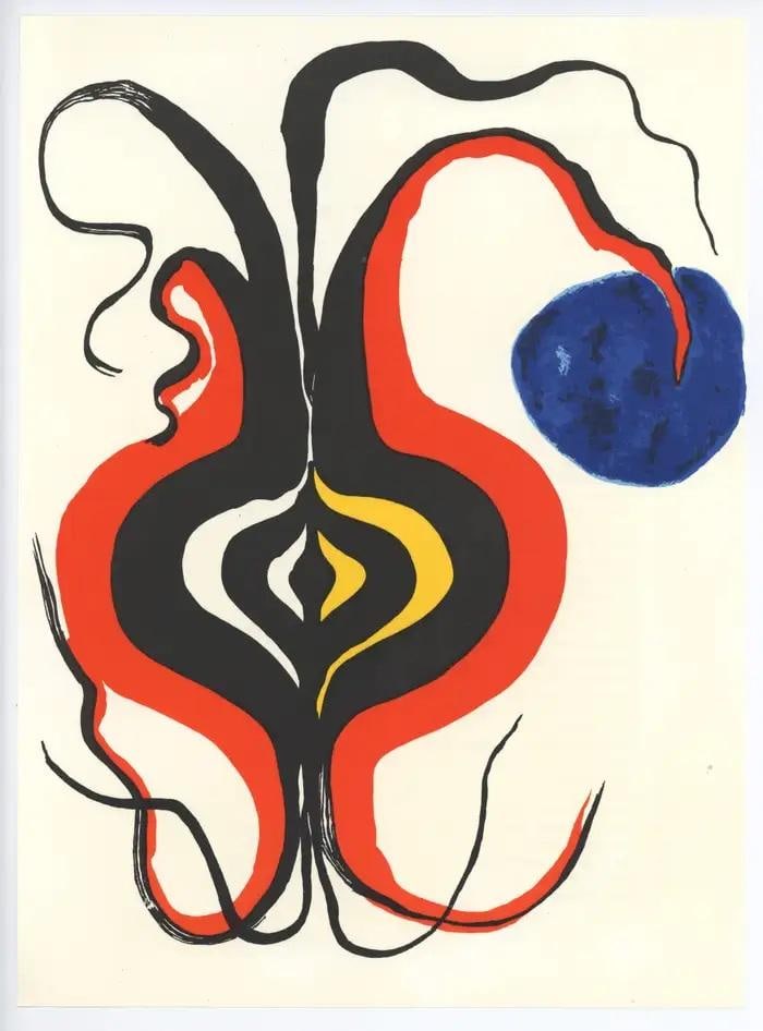 Alexander Calder's "Stabiles" Original Lithograph 1976: Original lithograph, Cover executed for Derriere le Miroir, 1976. Published in Paris by Maeght. There is text on verso. Alexander Calder (; July 22, 1898 – November 11, 1976) was an American