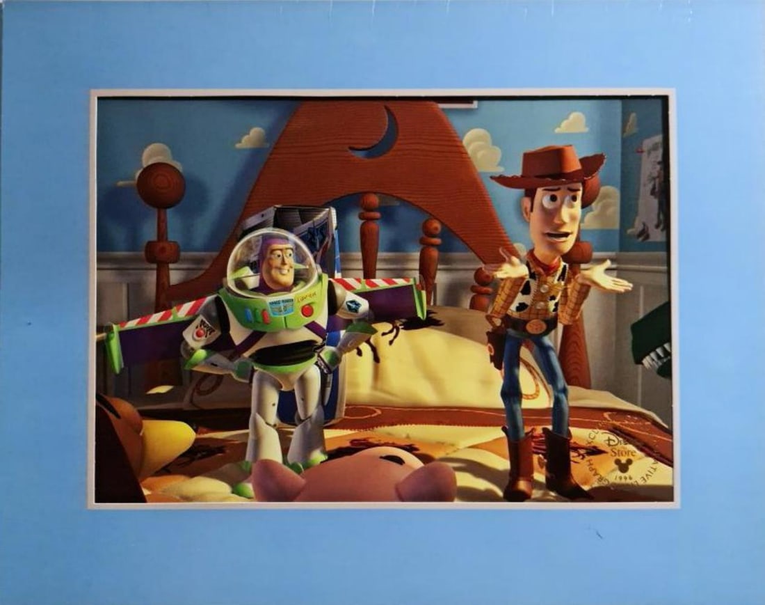 Disney's, Toy Story, Commemorative Lithograph: Subject: Toy Story, Woody & Buzz Type: Lithograph Year: 1996 Size: 14" x 11" Country of Origin: USA Condition: Excellent