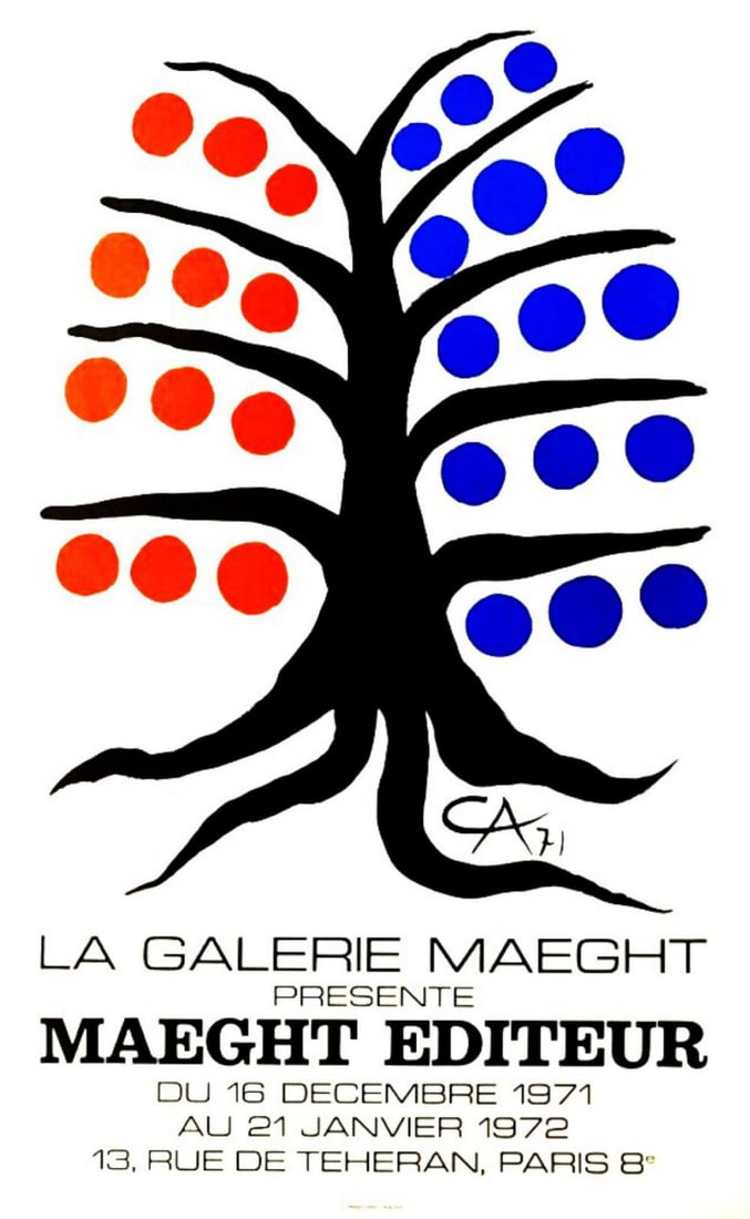 Alexander Calder, 'Maeght Editeur', 1971, Framed Lithograph Poster: Artist: Alexander Calder Title: Maeght Editeur Size: 31.5" x 19" Has a few pinholes init from being hung previouslly