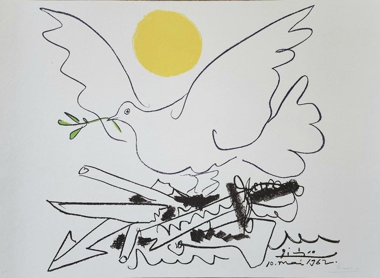 Pablo Picasso (After), 'La Colombe de L'avenir, 1962': Artist: PABLO PICASSO (AFTER ) Title: La Colombe de L'avenir Year: 1962 Published by: Combat Pour La Paix, Paris Medium: Lithograph on Rives BFK paper Printed by Mourlot Edition: 200 plus EA Size: 21.