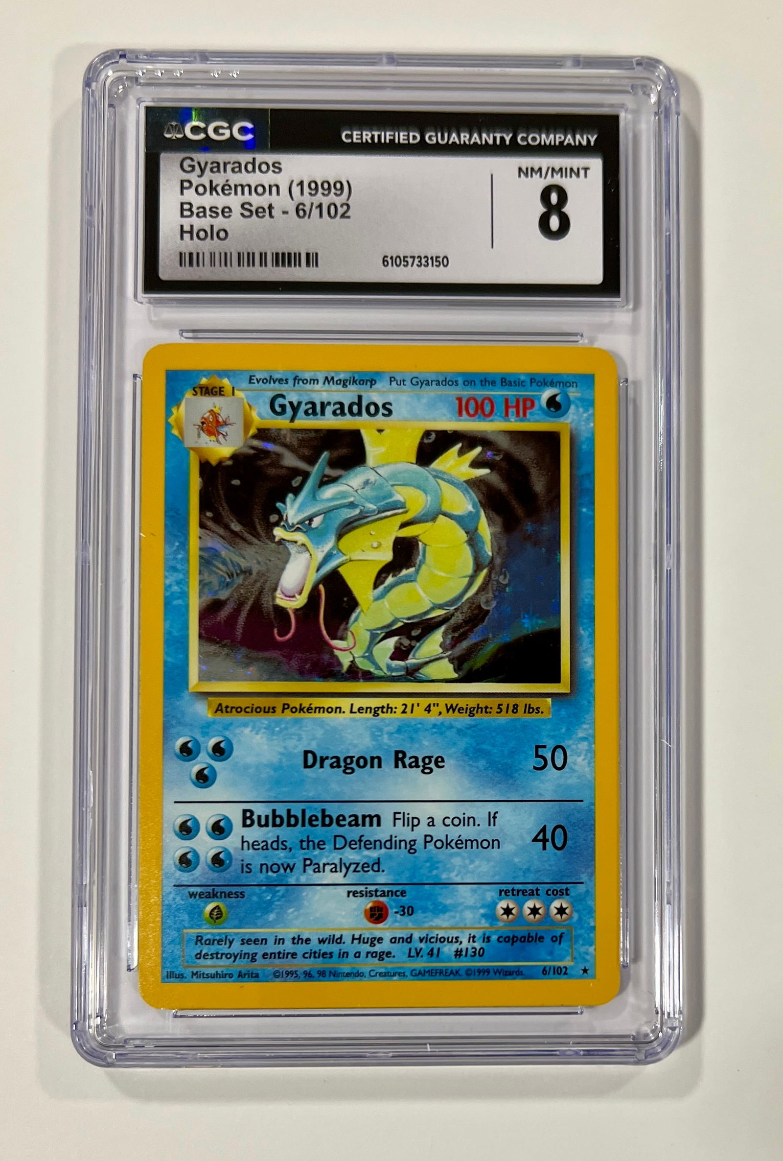 Gyarados Holo #6 1999 Pokemon CGC 8: Gyarados Holo #6 1999 Pokemon CGC 8