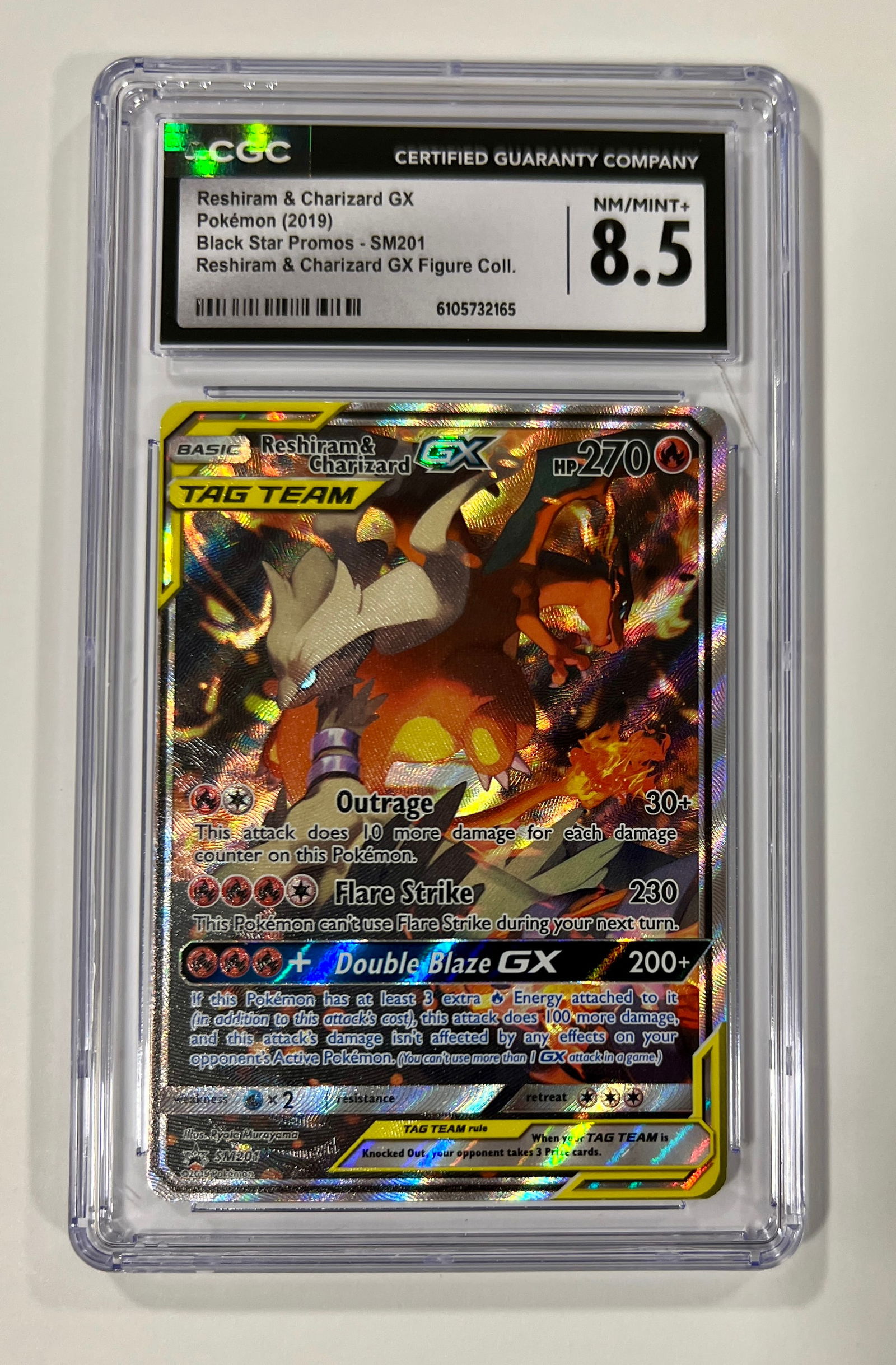 Reshiram & Charizard GX Holo #SM201 2019 Pokemon CGC 8.5 (1 of 1)