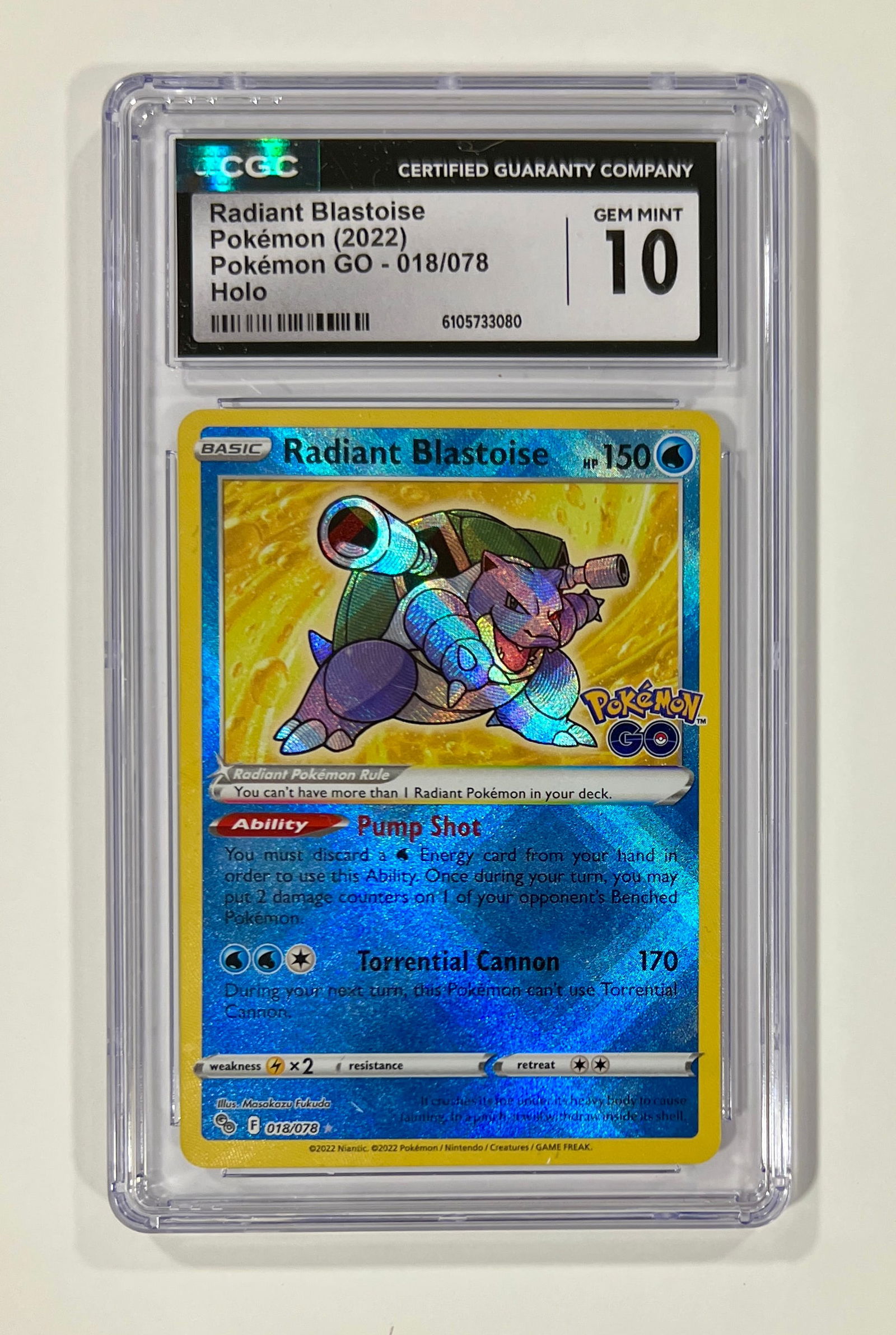 Radiant Blastoise Holo #018 2022 Pokemon CGC 10 (1 of 1)