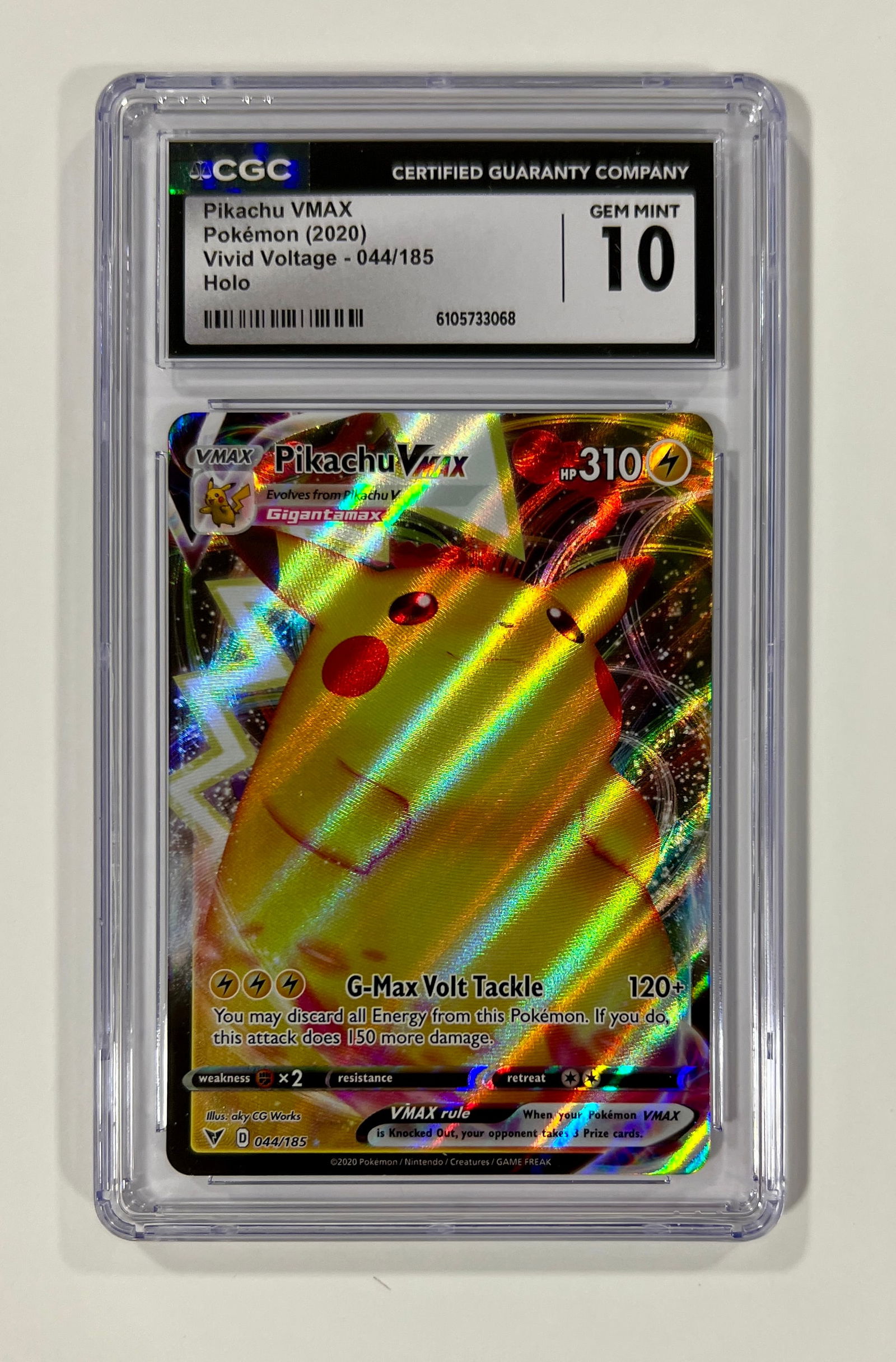 Pikachu VMAX Holo #044 2020 Pokemon CGC 10 (1 of 1)