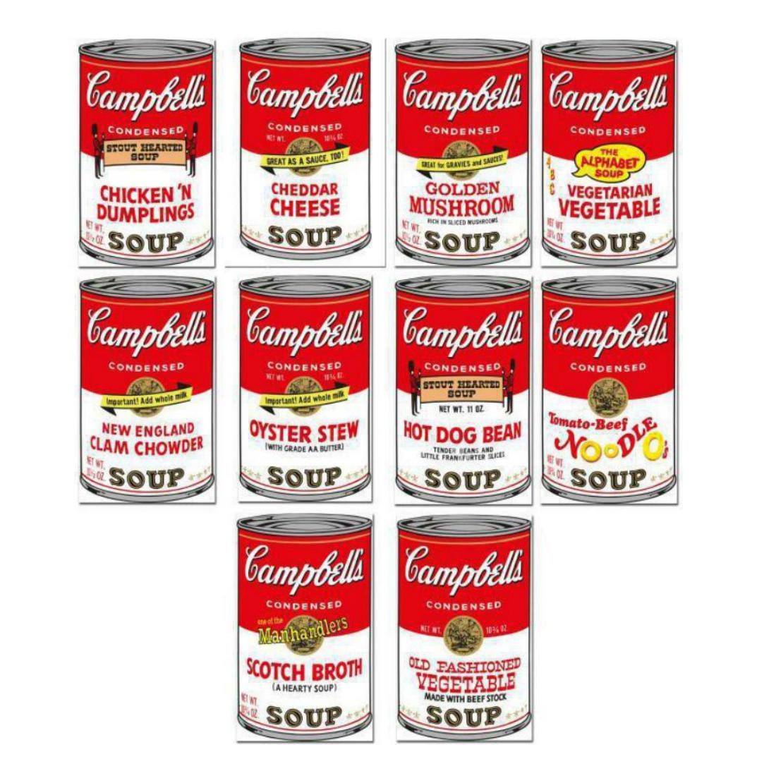 Andy Warhol, 'Soup Can Series Ii', 10 Piece Portfolio, Serigraph Sunday B. Morning: Andy Warhol, Campbell Soup II, Screenprint Suite of 10 Pieces Sunday B Morning Artist: Andy Warhol Title: "Soup Can Series II" Size: 35" X 23" each Verso: Fill in your own signature and, published by