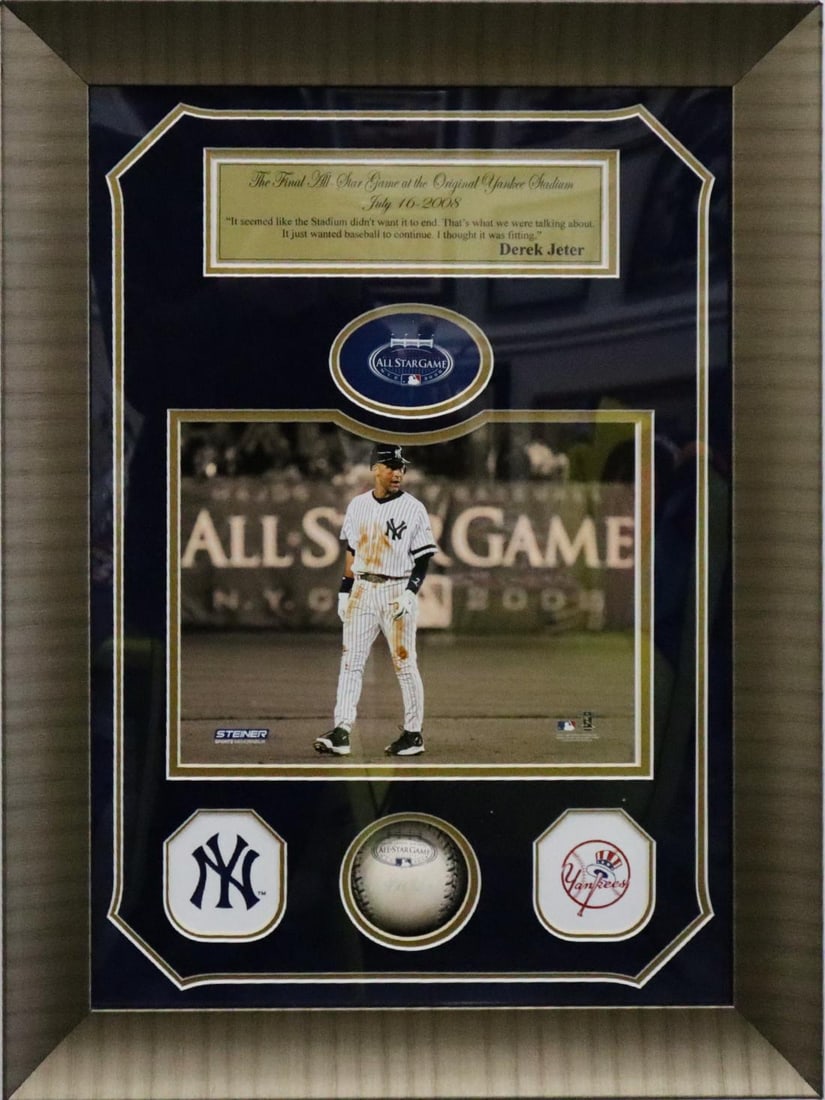 Derek Jeter, Original Hand Signed Game Baseball, 2008 Steiner Certified: Derek Jeter, Original Hand Signed Game Baseball Year-2008 Steiner Certified COA mounted on the back of the frame Condition of the Frame is very good, has minor scratches but overall is in good
