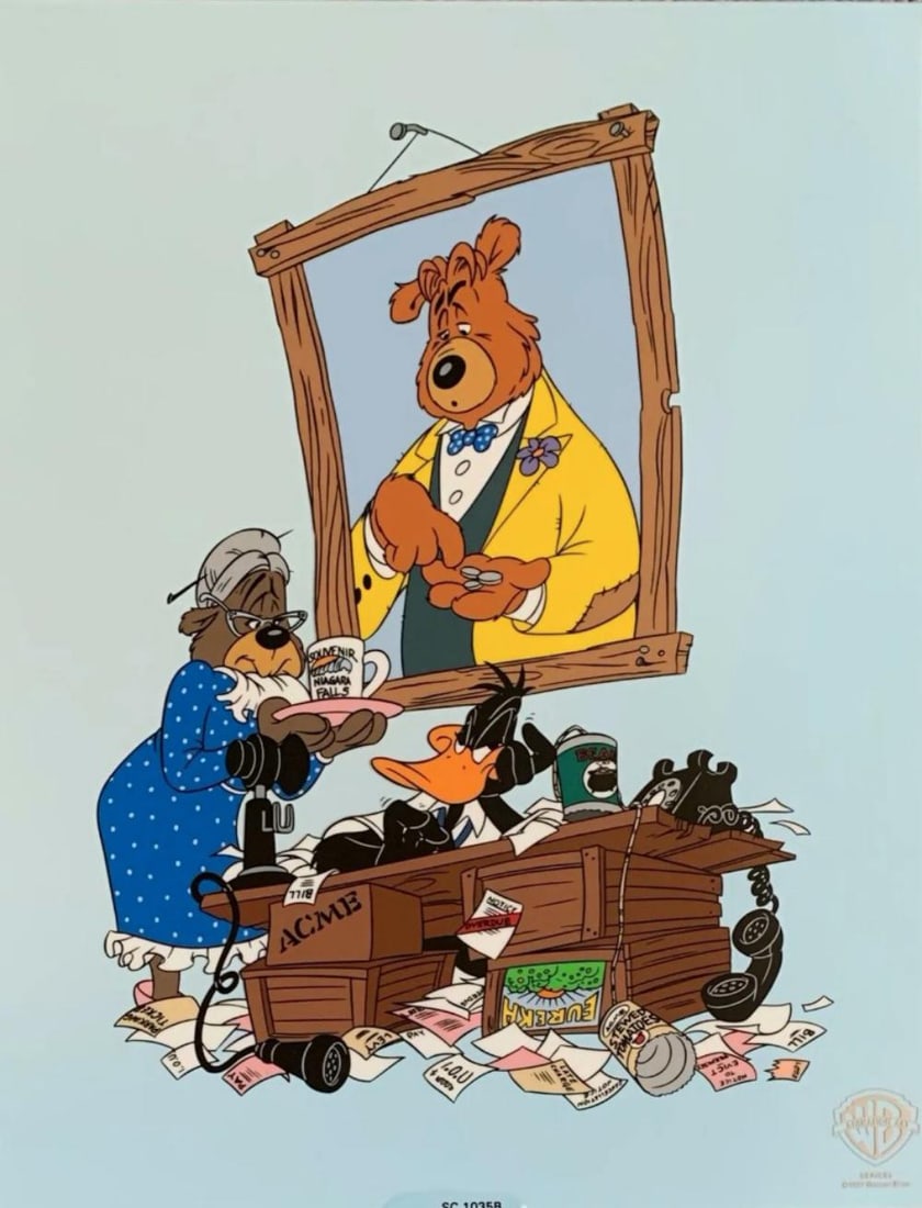 Warner Bros, Daffy Duck - More Bull Stock, Limited Edition Sericel: Warner Bros Looney Tunes Limited Edition Sericel featuring DAFFY DUCK. This sericel is titled "More Bull Than The Market Can Bear". This Cel measures 13.5" x 10.5", comes unframed, in excellent condit
