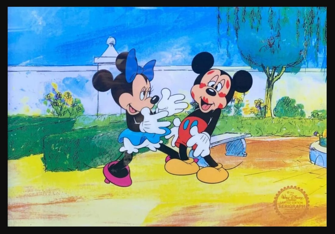 Disney, 'Mickey's Surprise Party', Limited Edition, Serigraph: Disney Mickey's Surprise Party Type: Sericel Known as a "sericel", this image has been meticulously created as a Top Quality Serigraph for your Art Collecting pleasure! Walt Disney Official Emblem Aut