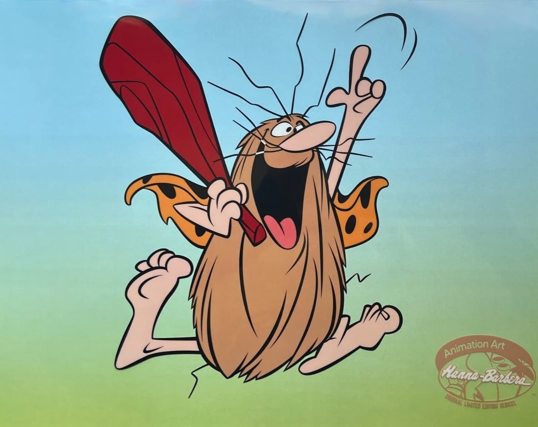 Hanna-Barbera, Sericel Cartoon Animation, Limited Edition Animation Cel: Limited edition sericel titled "Captain Caveman". This fantastic animation sericel features Captain Caveman he appeared in the original classic animated cartoon Captain Caveman and the Teen Angels. Me