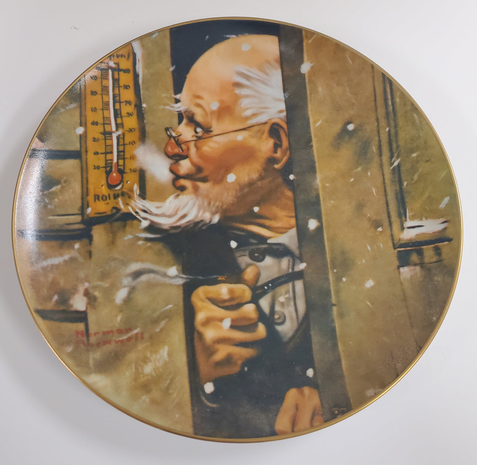 Norman Rockwell Old Man Winter Vintage Collectors Plate: Norman Rockwell 1988 Vintage Collectors Plate Comes With COA from Edwin M Kowles China Company In Excellent Condition