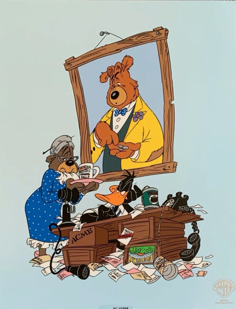 Warner Bros, Daffy Duck - More Bull Stock, Limited Edition Animation Cel: Warner Bros Looney Tunes Limited Edition Sericel featuring DAFFY DUCK. This sericel is titled "More Bull Than The Market Can Bear". This Cel measures 13.5" x 10.5", comes unframed, in excellent condit