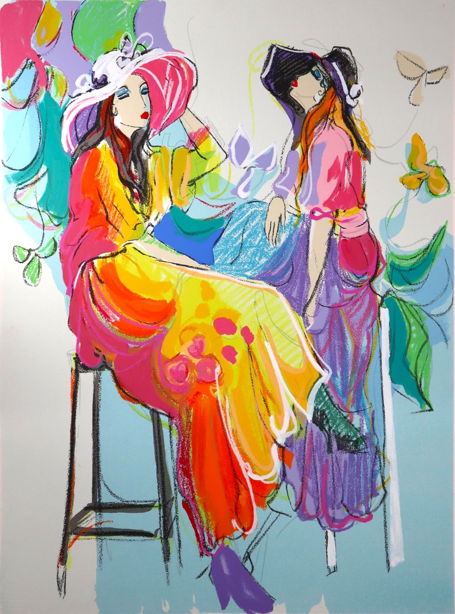 Isaac Maimon Les Coquettes Ii Hand Signed Limited Edition Serigraph: Artist: Isaac Maimon Title: Les Coquettes II Medium: Serigraph on Paper Paper Size: 31.5 x 24 inches, Size: 20 x 27 inches Edition: Limited Edition Signature: Hand Signed Condition: Good, Please see t