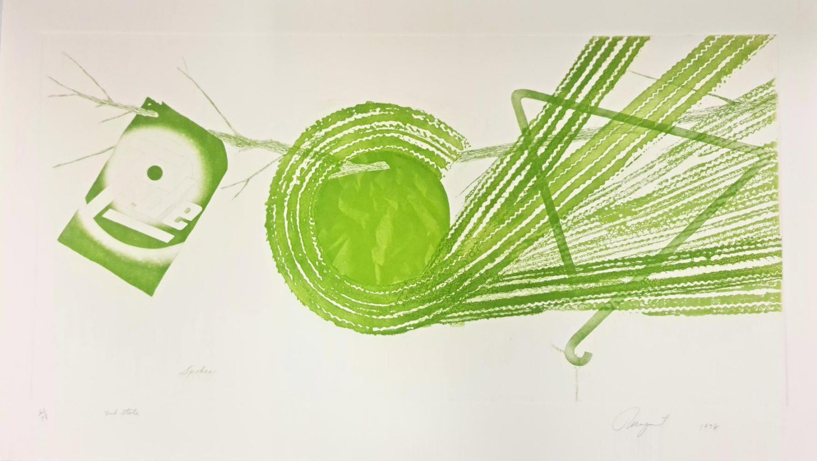 James Rosenquist, 'Spokes II' 1977 - Signed Etching/Aquatint 23X40' (1 of 3)