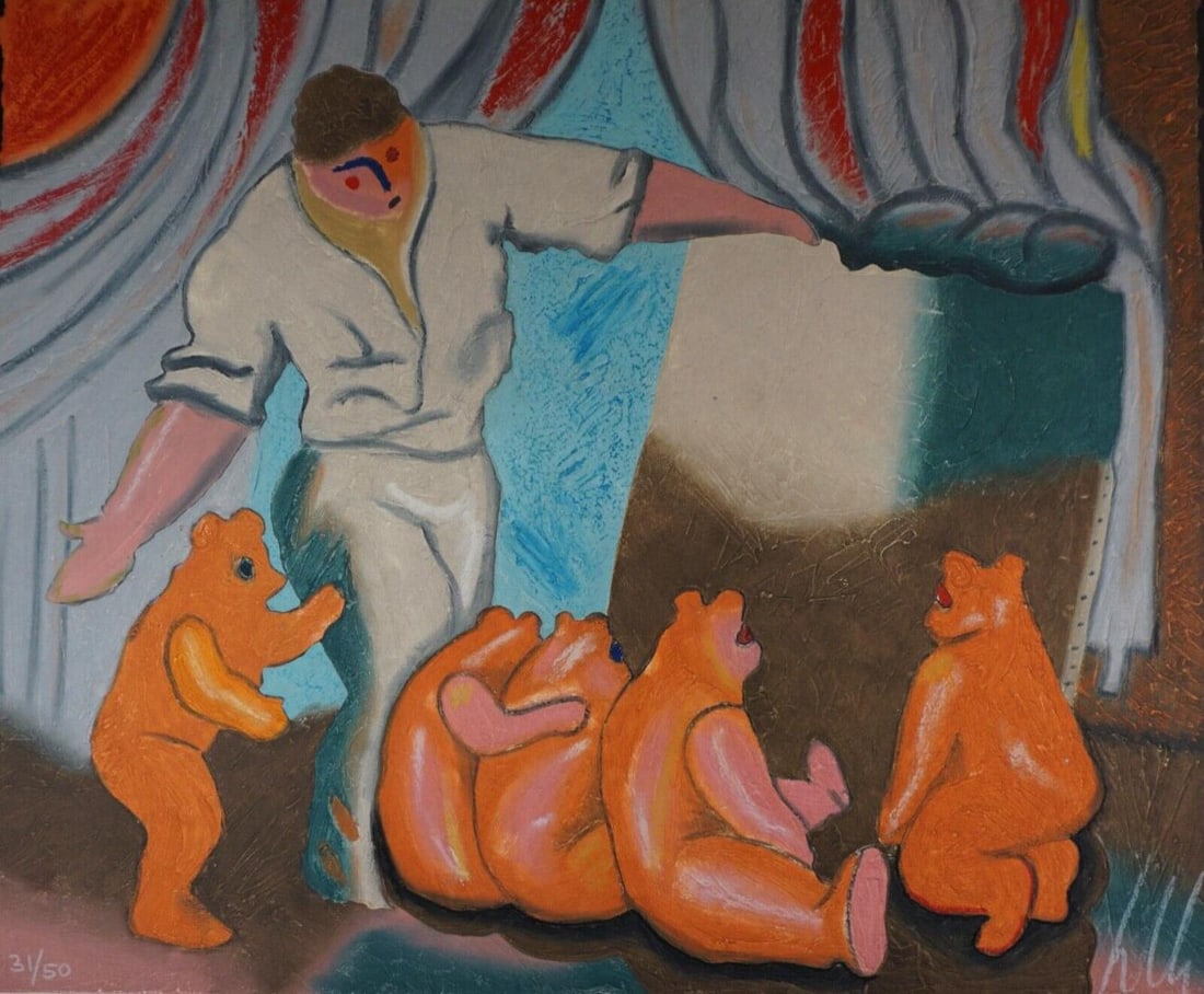 Sandro Chia, 'Untitled #5', Signed Limited Edition Etching, 1990: Artist: Sandro Chia (1946 - Present) Title: Untitled #5 Medium: Carborundum etching with hand coloring Signed: Hand Signed Edition: Out of 50 Origin: Paris Measurements: 49" x 39" Year: 1989-1990 Publ