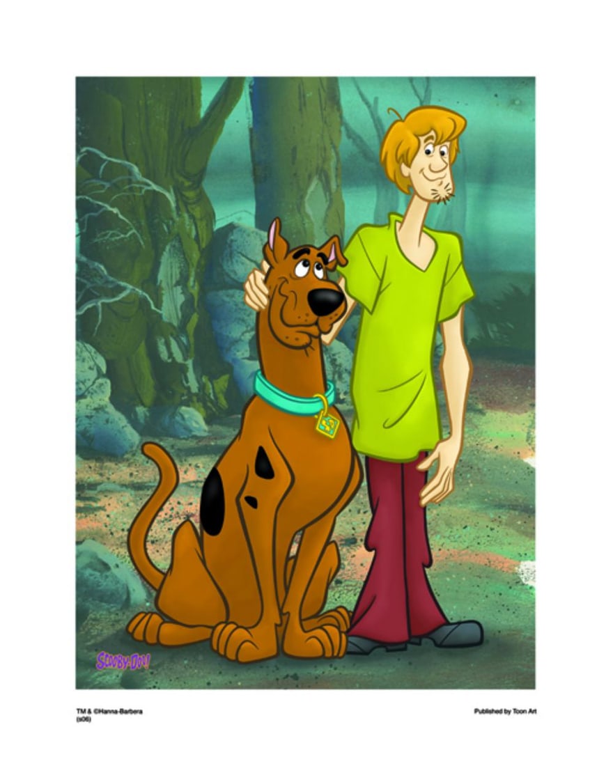 Warner Brothers Scooby And Shaggy Best Friends: Title: Scooby And Shaggy Subject: Scooby Doo Publisher: Classic Moments Type: Animation Giclee Paper: MT600 Year Produced: Circa 2000-2010 Size: 16" x 20" Condition: Excellent Licensed by Warner Bros.