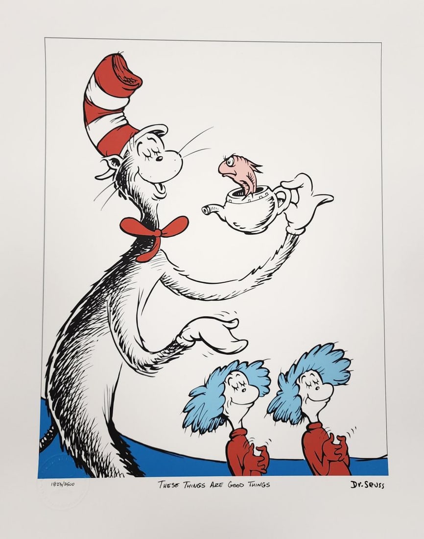 Dr. Seuss, Theodor Geisel, 'These Things Are Good Things', Signed Limited Edition Pigment Print: Description Dr Seuss THEODOR GEISEL Title- "These Things are Good Things" Year- 2013 Authorized Estate Edition Limited Edition - Fine Art Pigment Print on Acid-Free Paper Edition Size: # / 2500 Signed