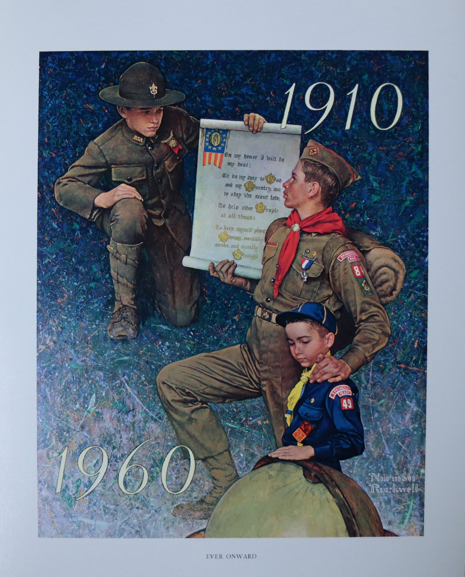 Norman Rockwell, 'Ever Onward', Offset Lithograph, 1969: Artist: Norman Rockwell (American, 1894-1978) Title: Surface: Gloss Paper Type: Offset Lithograph Year: 1969 Size: 14"x11" inches (35.6 x 27.9 cm) (sheet, each)Origin: USA Signed: No Artist Bio: First